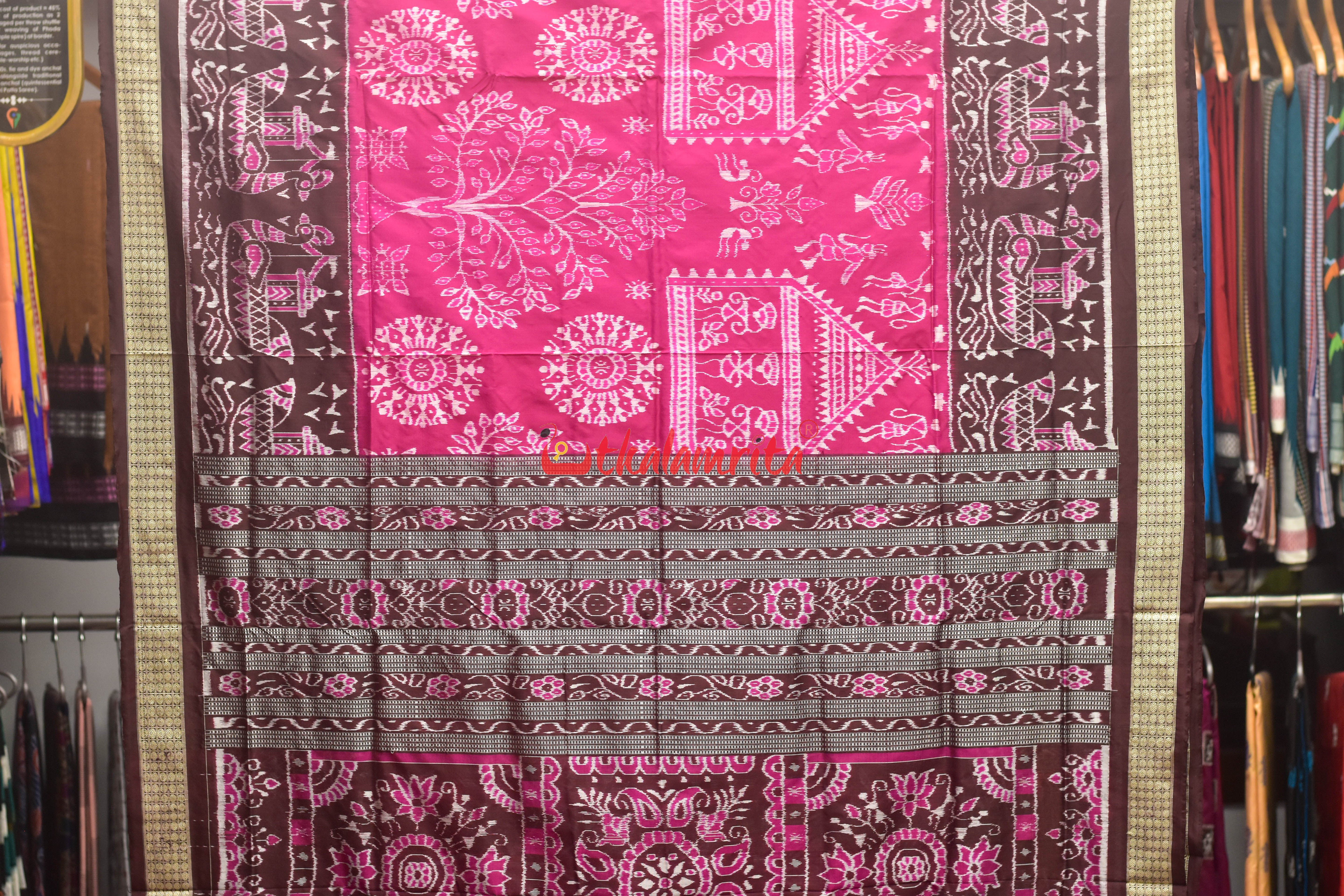 Rani Coffee Boita Tribal Sambalpuri Silk Saree