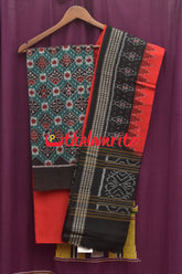 Tribal Kites Green Red Sambalpuri Cotton Dress Set