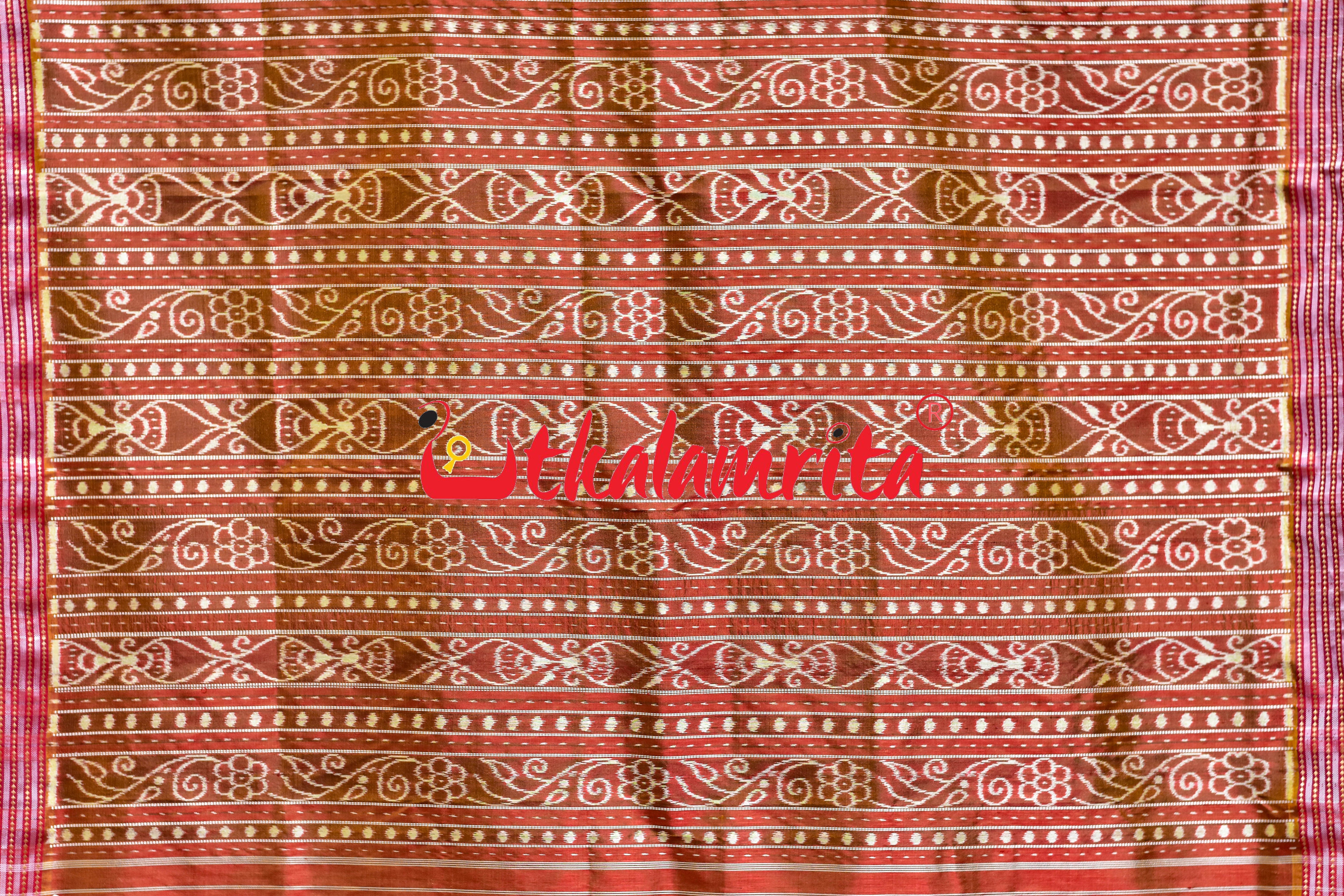 Rust Orange Khandua Silk Saree