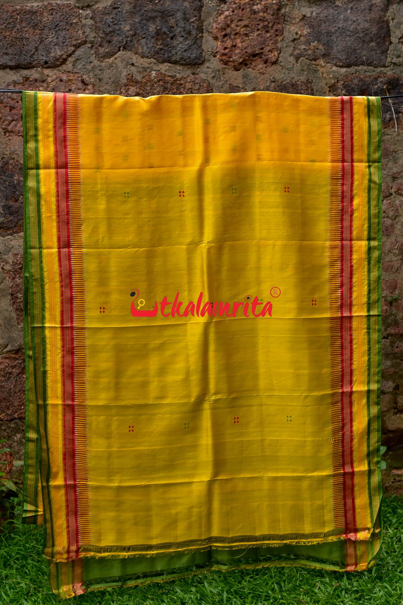 Lemon Yellow Kathifera Silk Saree