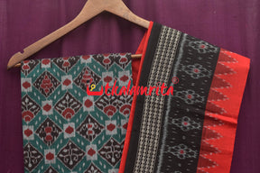 Tribal Kites Green Red Sambalpuri Cotton Dress Set