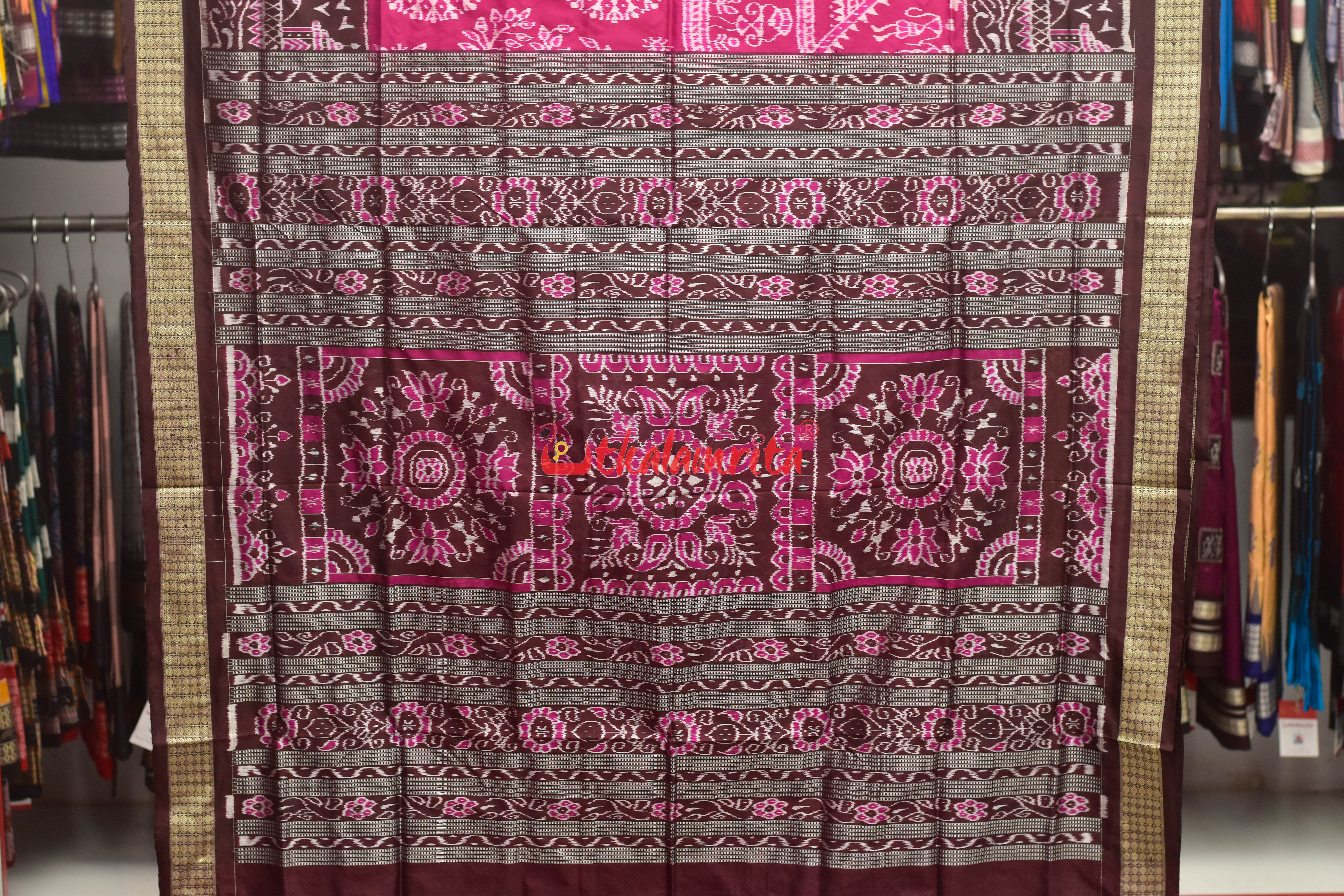 Rani Coffee Boita Tribal Sambalpuri Silk Saree