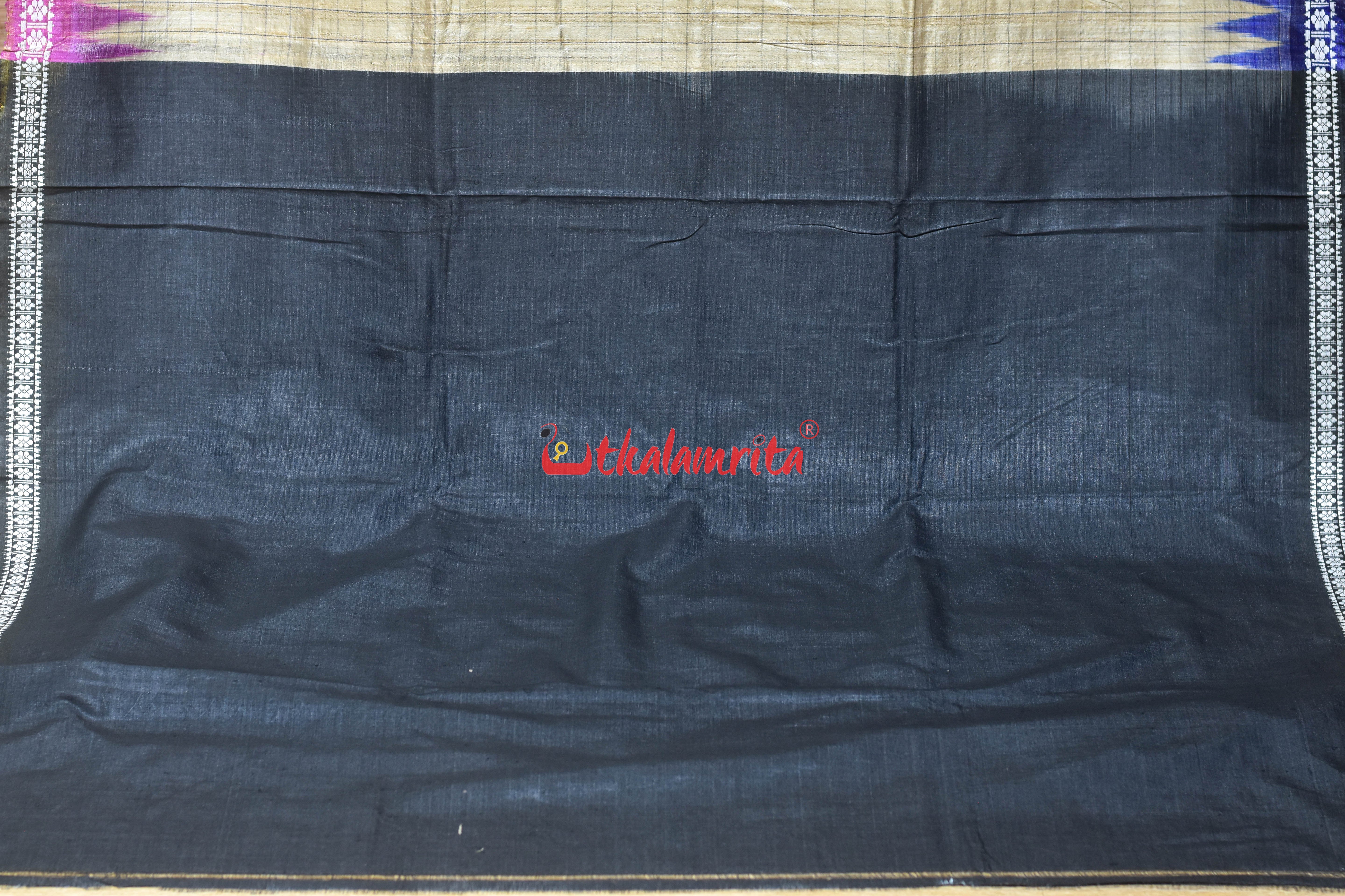 Natural Body with White Fish Jaala Pink Fish Tussar Saree