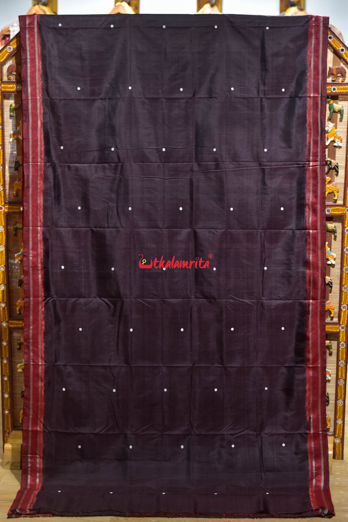 Coffee Red Phula Buti Dongria Silk Saree
