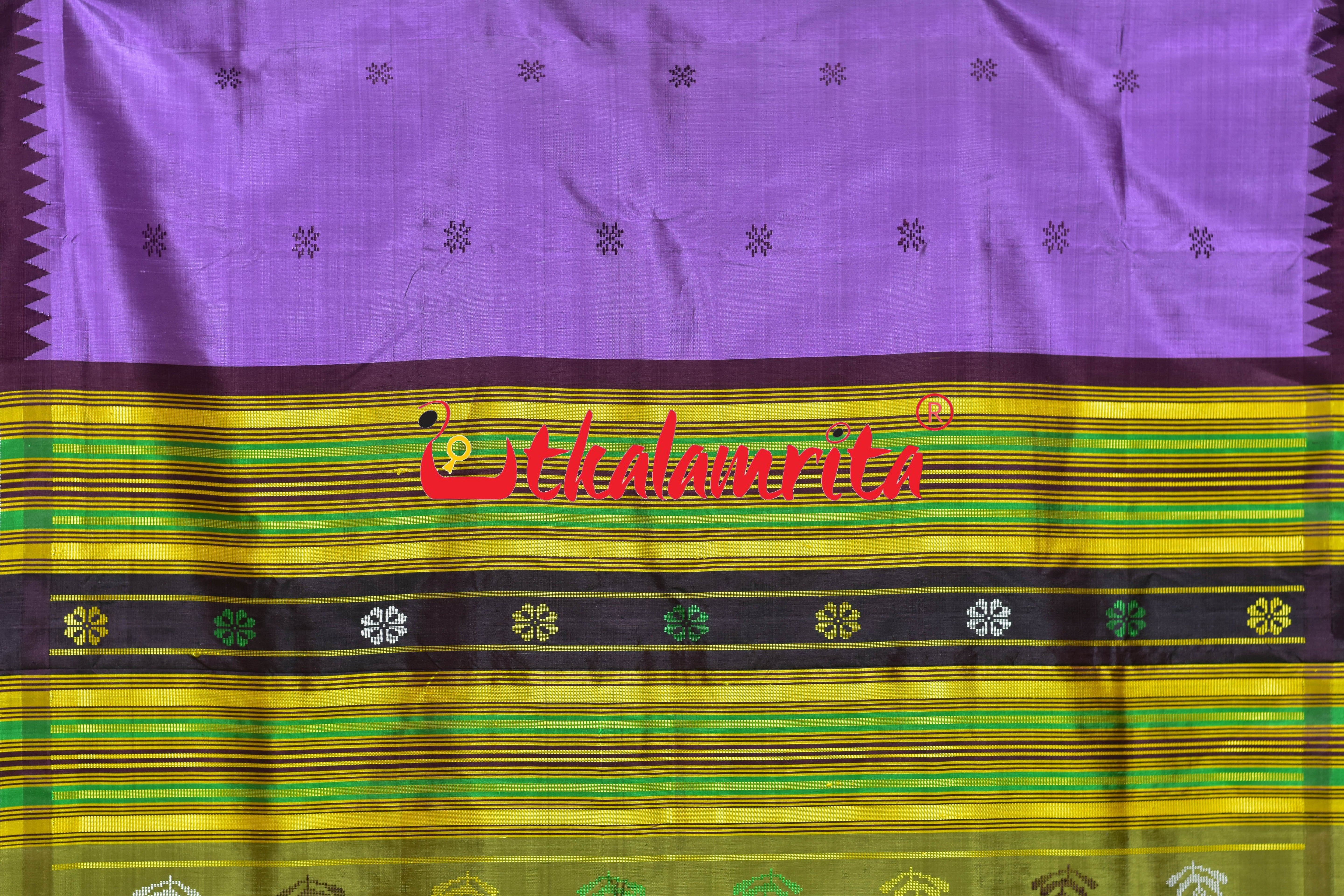 Purple Berry Maroon Double Anchal Berhampuri Silk Saree