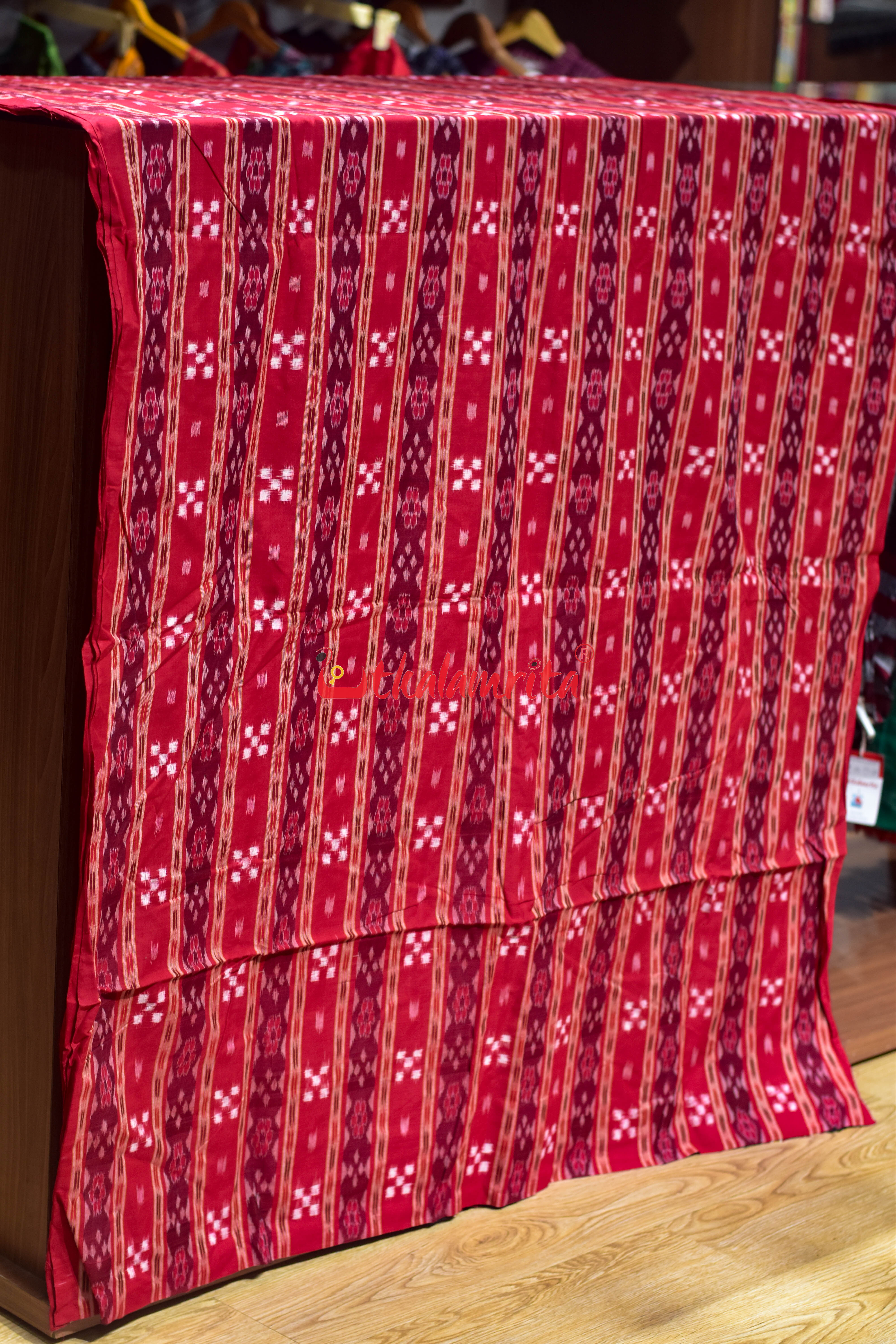 Red Flower Traditional Ikat Cotton (Fabric)