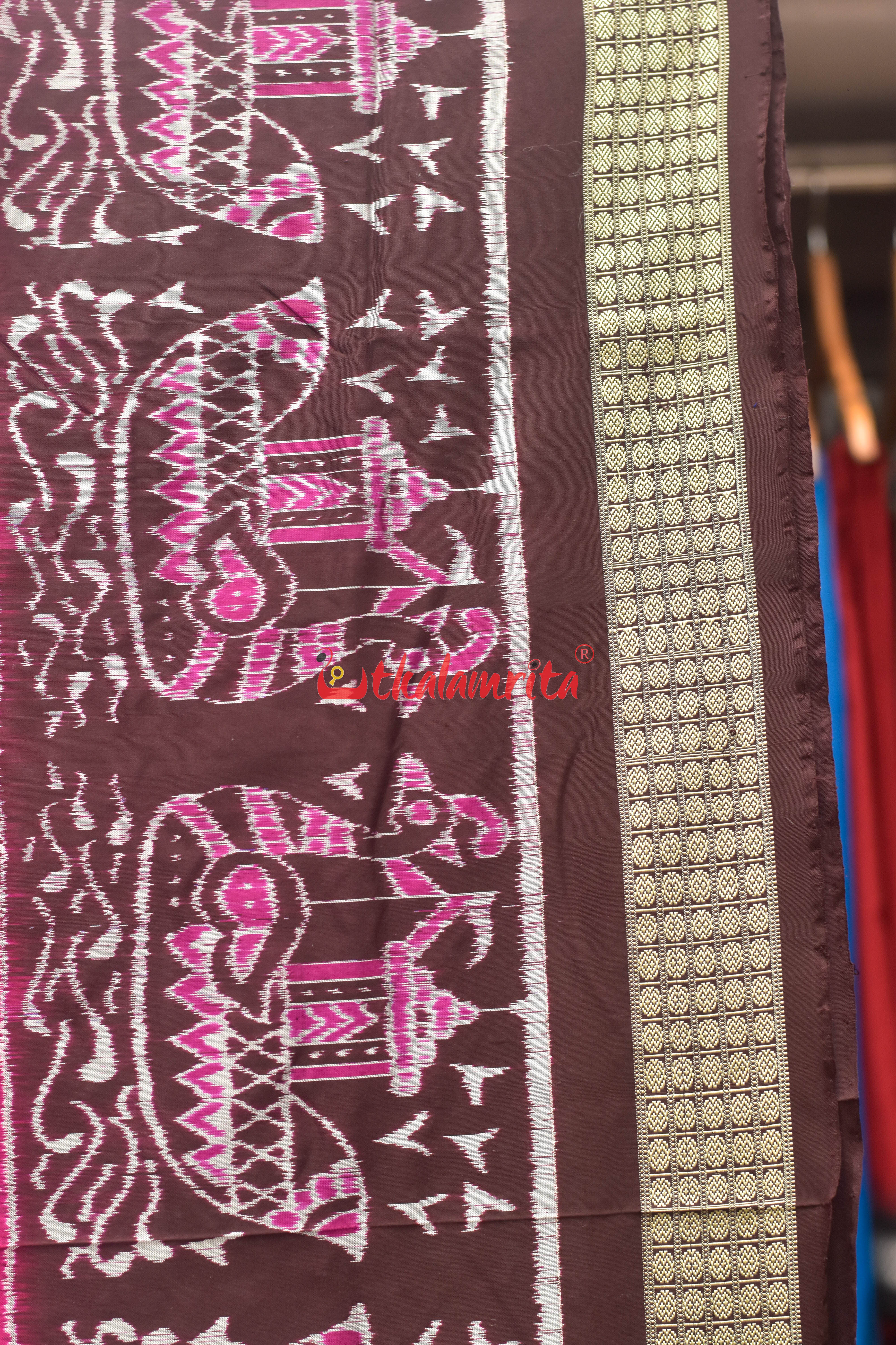 Rani Coffee Boita Tribal Sambalpuri Silk Saree