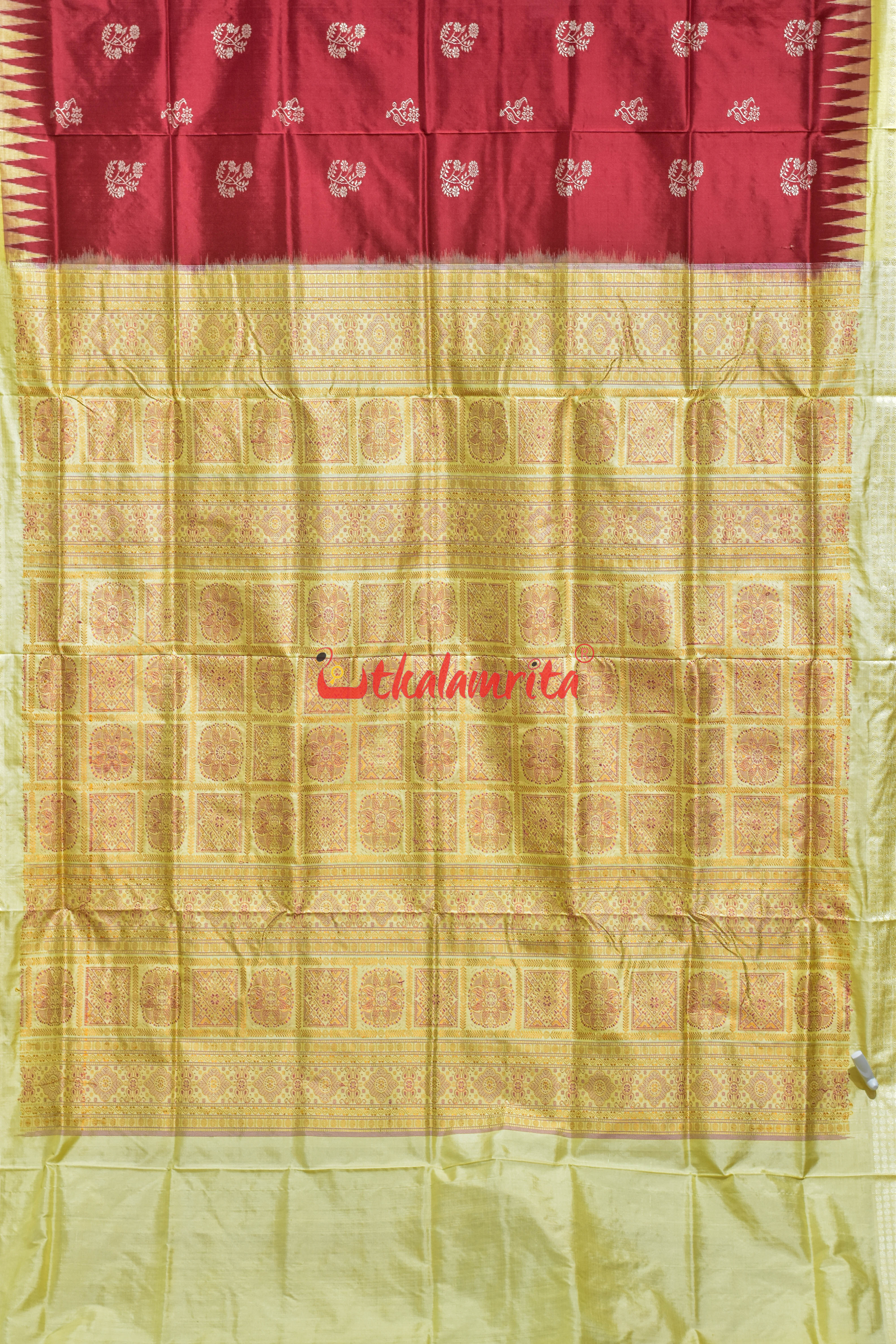 Maroon Chandan Phula Dala Bomkai Silk Saree