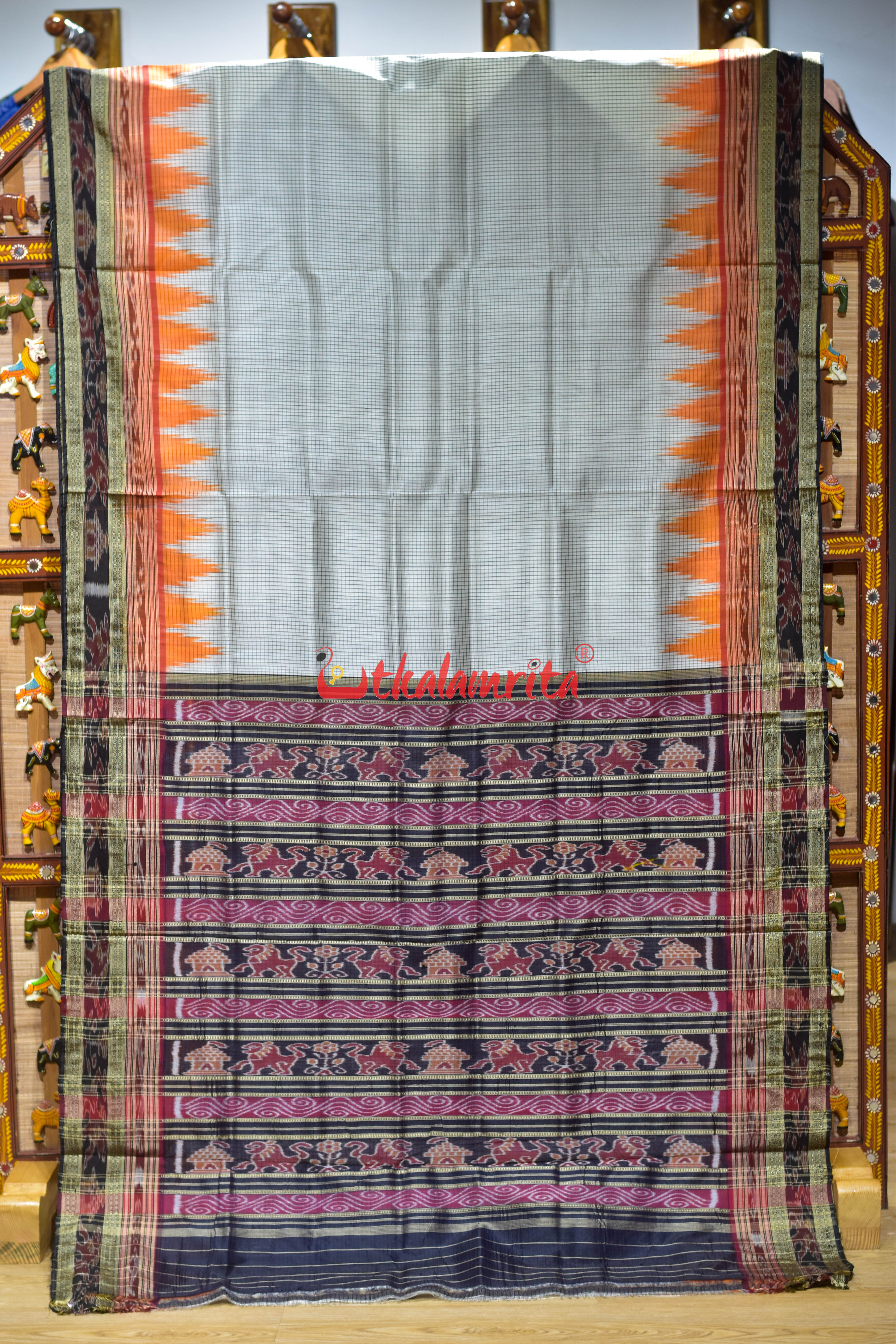 Orange Kumbha Khandua Sachipar Silk Saree