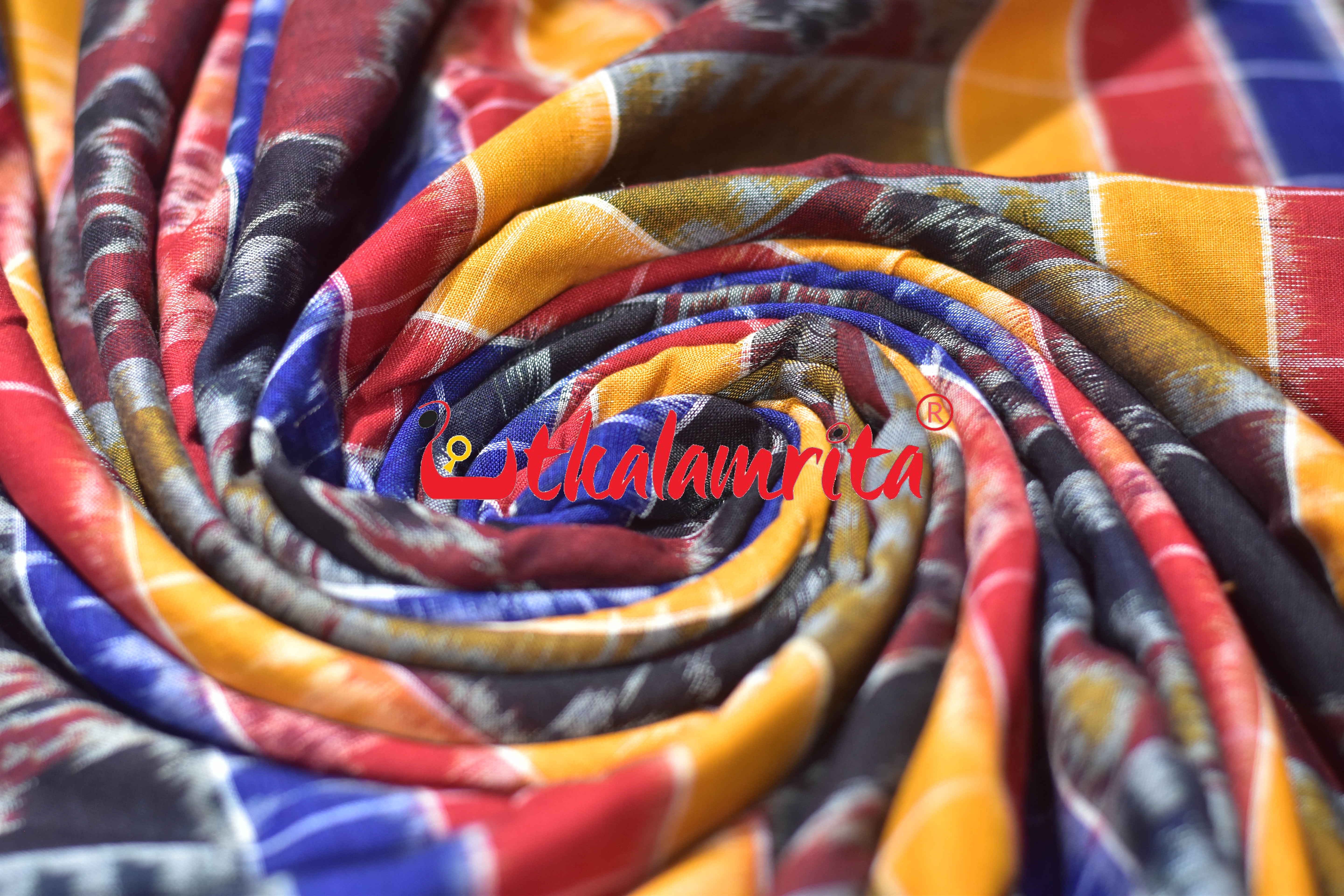 Blue Red Gaja Singha Utkala Lakhmi (Fabric)