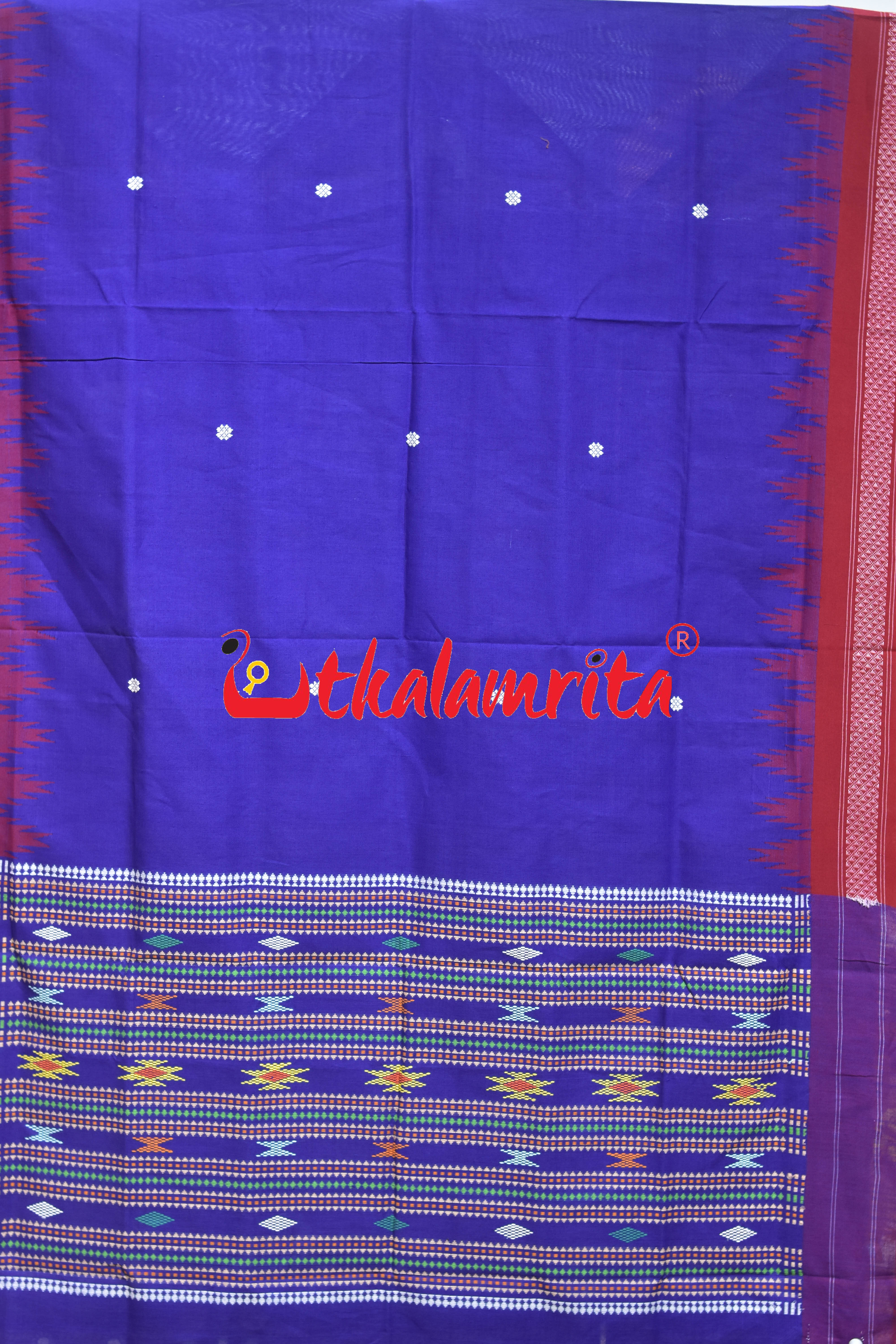 Blue Red Border Phoda Kumbha (Dupatta)
