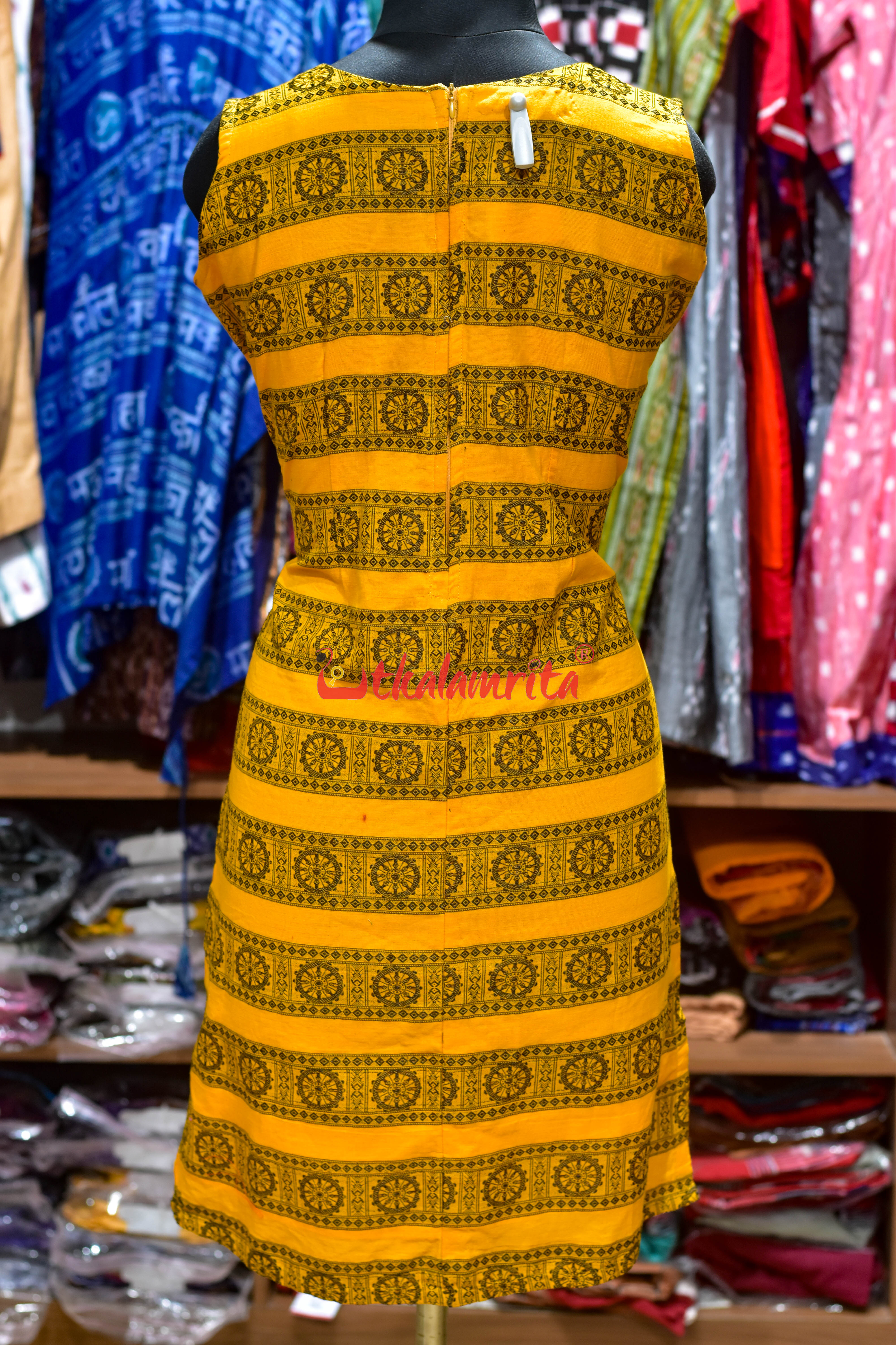 Yellow Konark Chakra Sleeveless(Ladies Kurta)