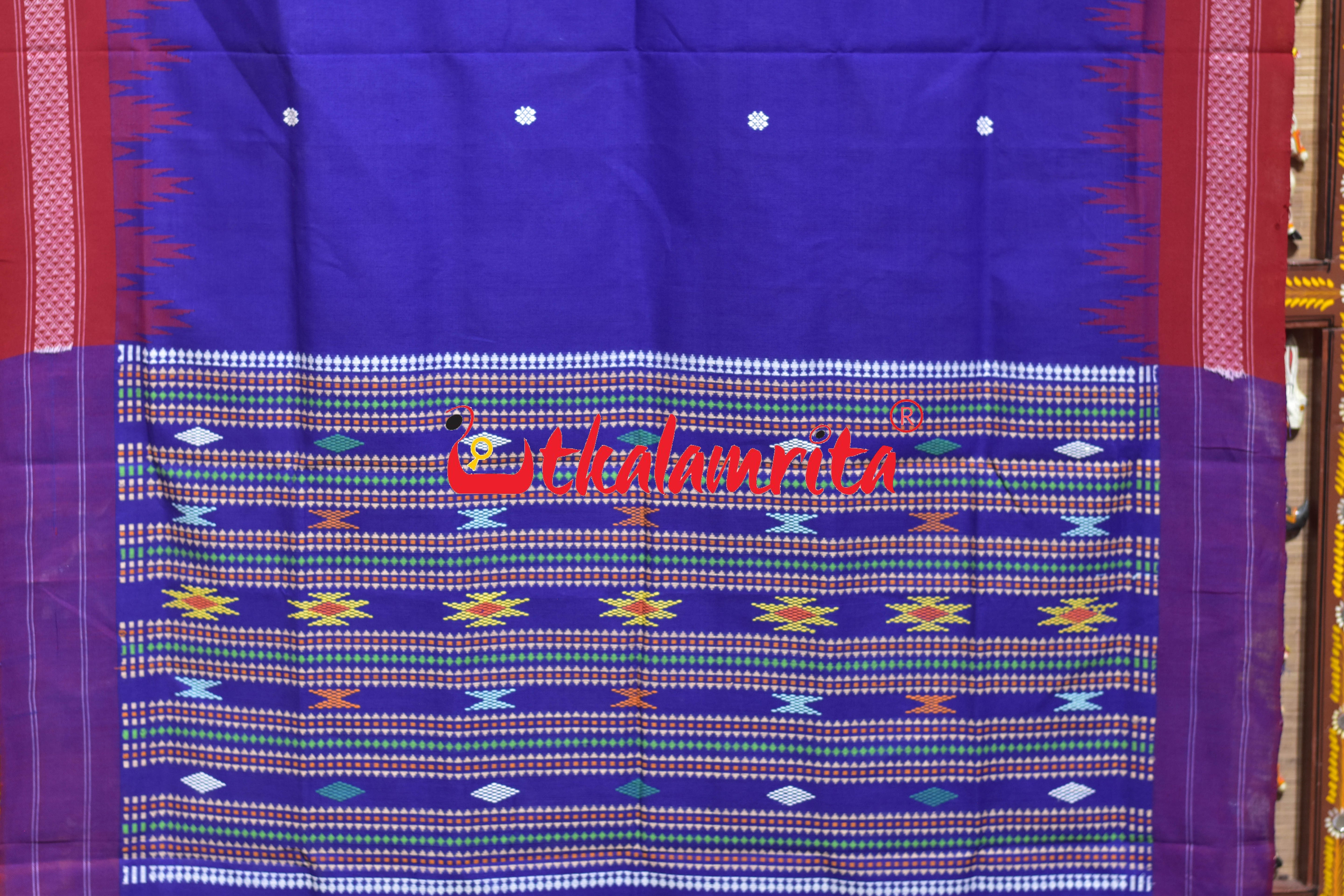Blue Red Border Phoda Kumbha (Dupatta)