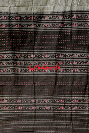 Grey Pasapali Border Sambalpuri Cotton Saree