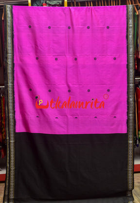 Pink Black Konark Chakra Border Silk Saree