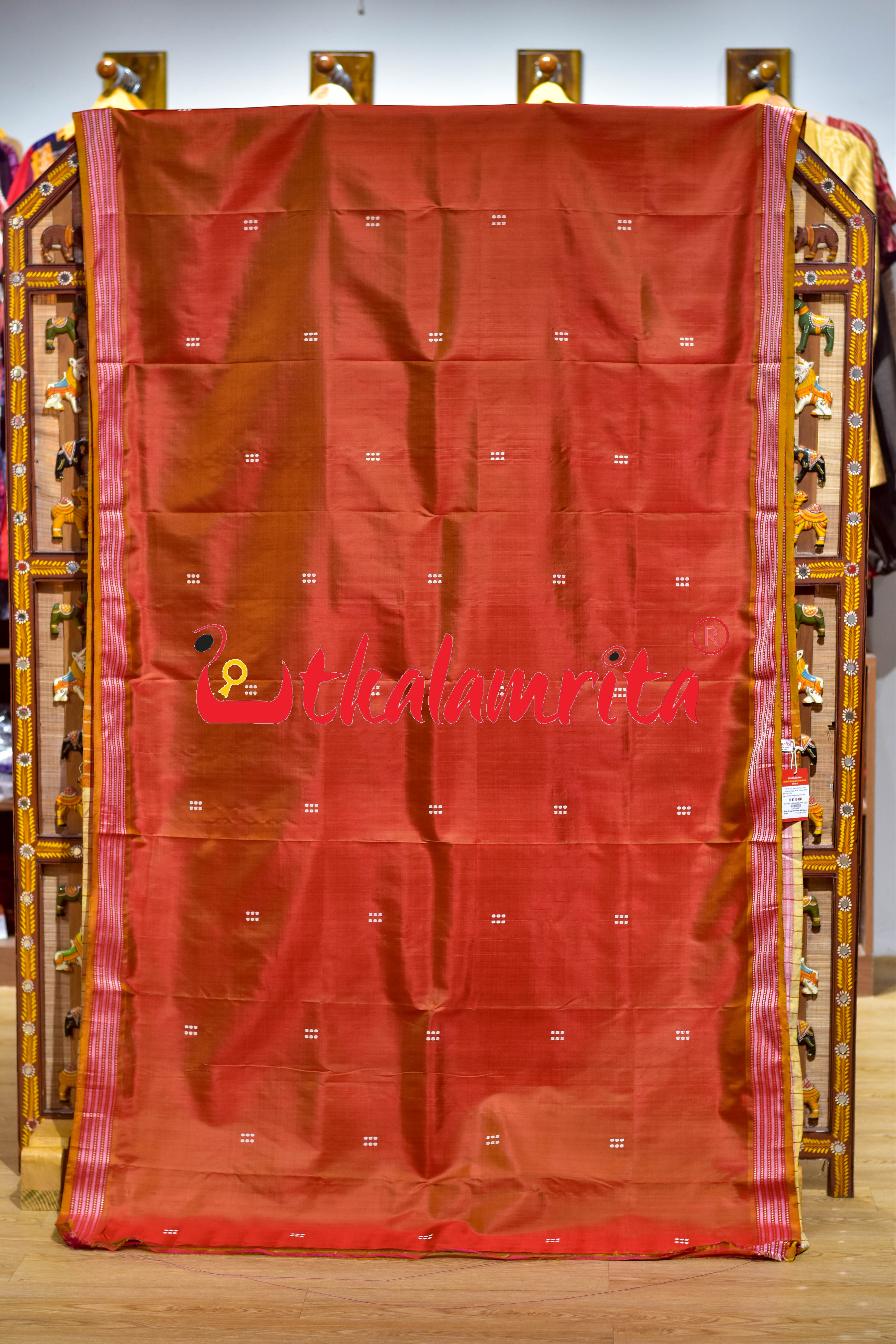 Rust Orange Khandua Silk Saree