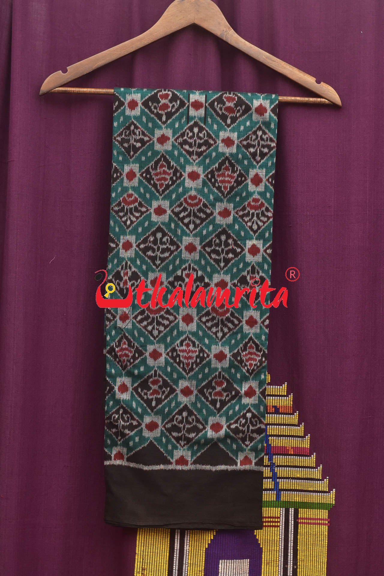 Tribal Kites Green Red Sambalpuri Cotton Dress Set