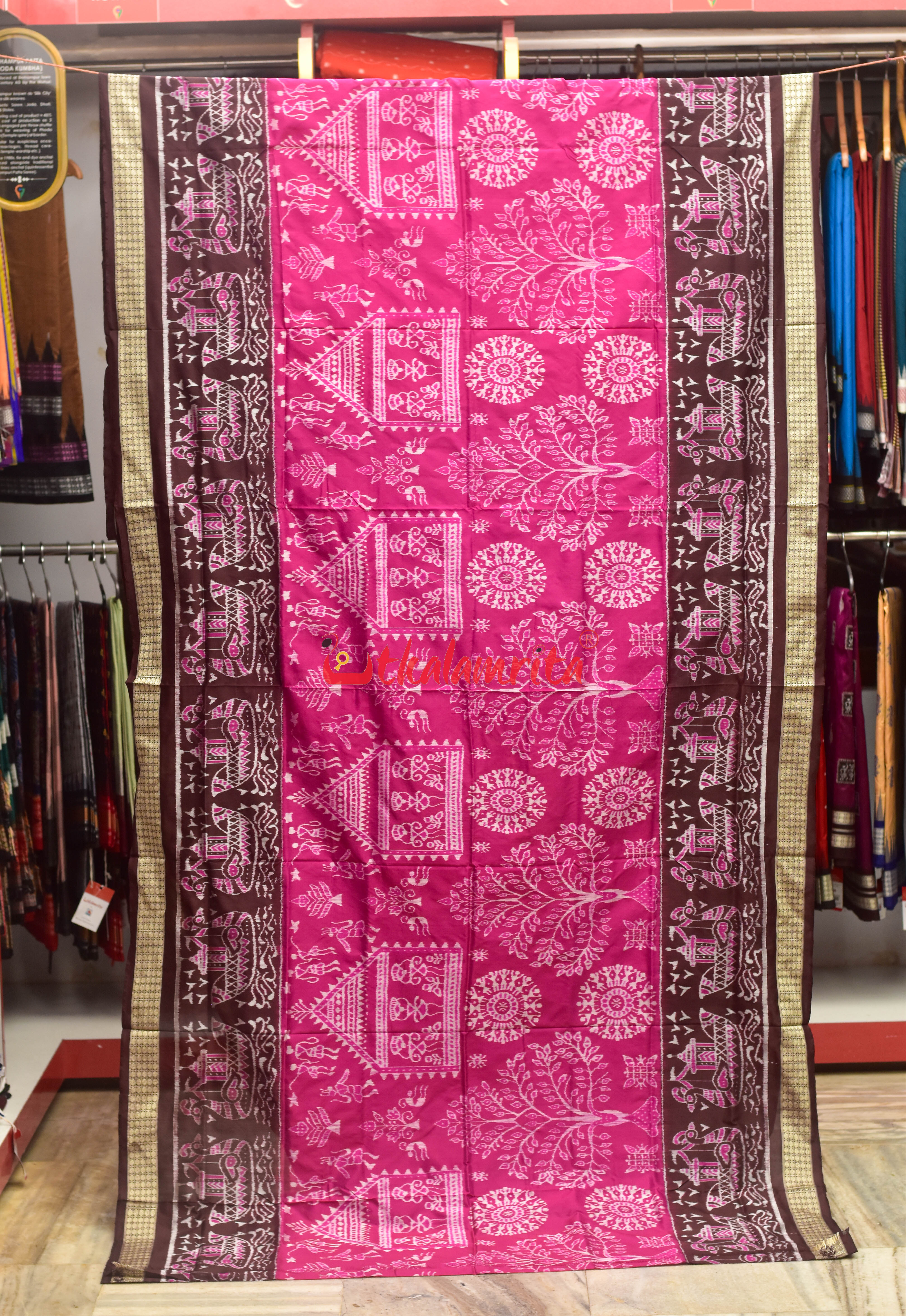 Rani Coffee Boita Tribal Sambalpuri Silk Saree