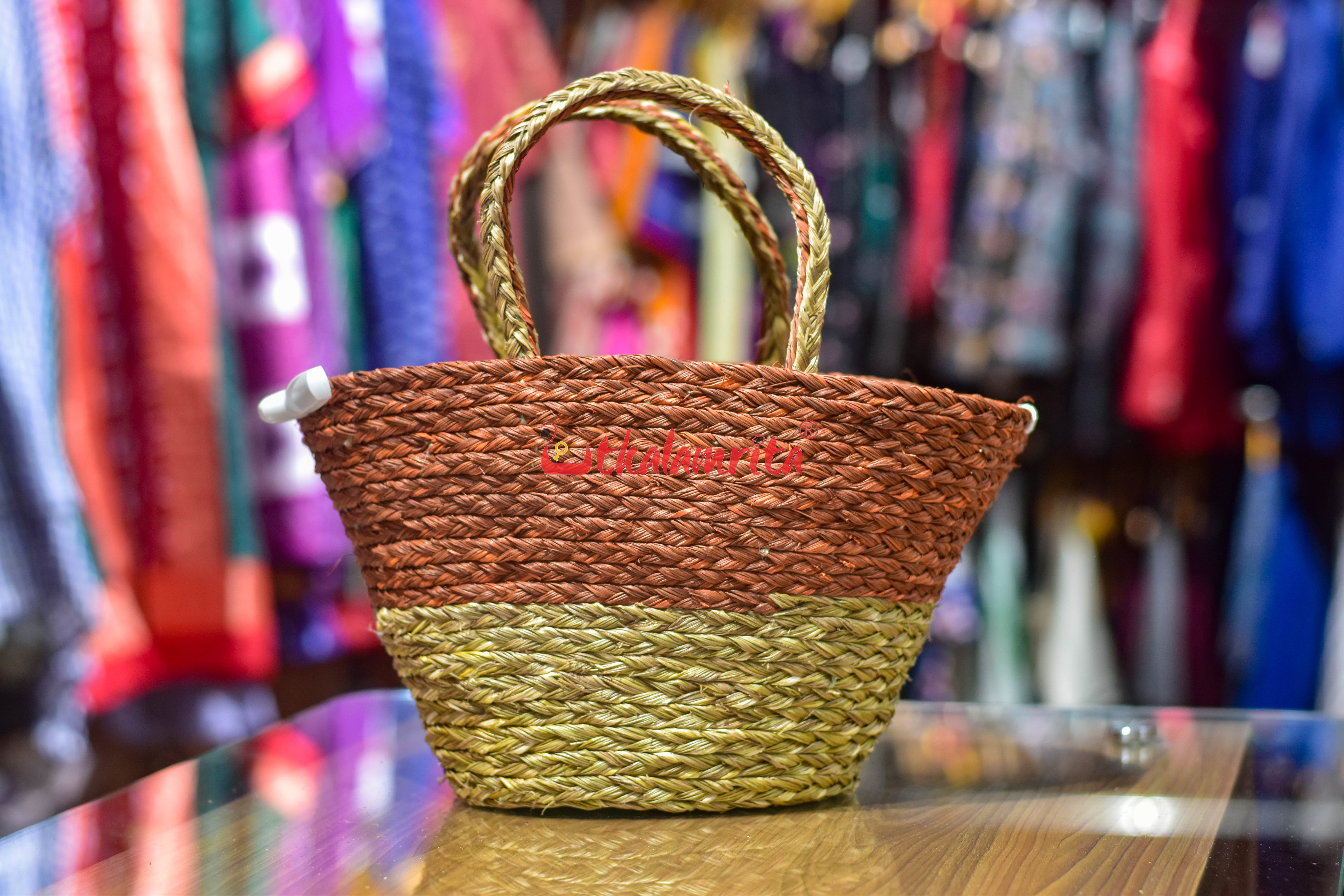 Sabai Grass Rust & Natural Tote Bag