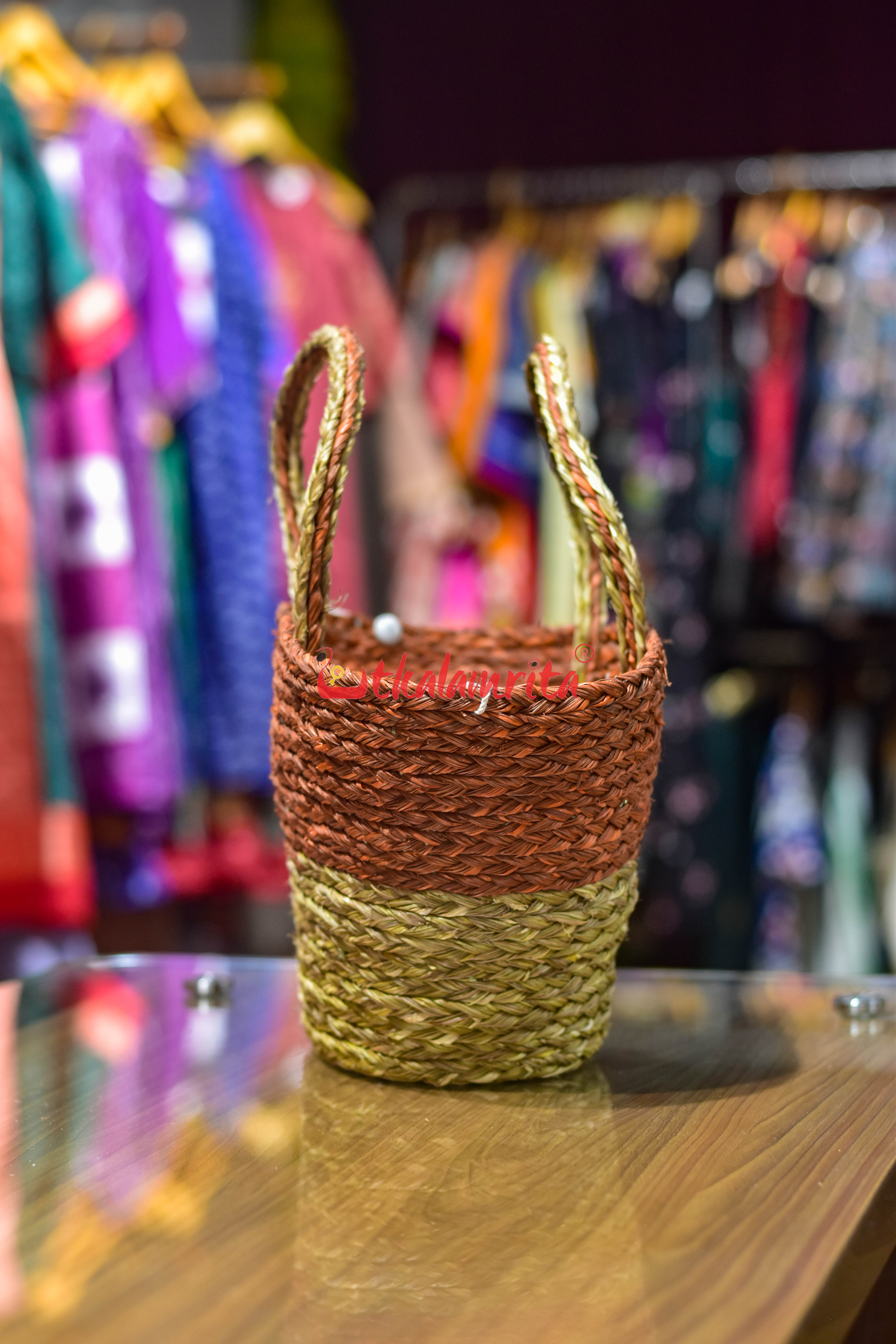 Sabai Grass Rust & Natural Tote Bag