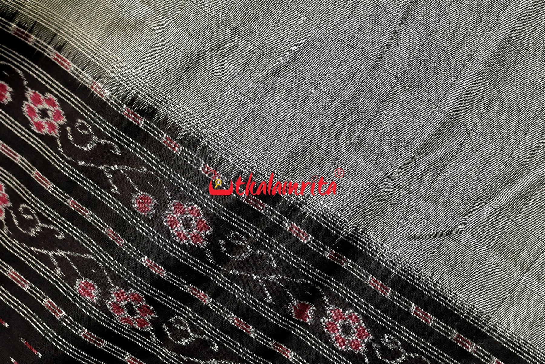 Grey Pasapali Border Sambalpuri Cotton Saree