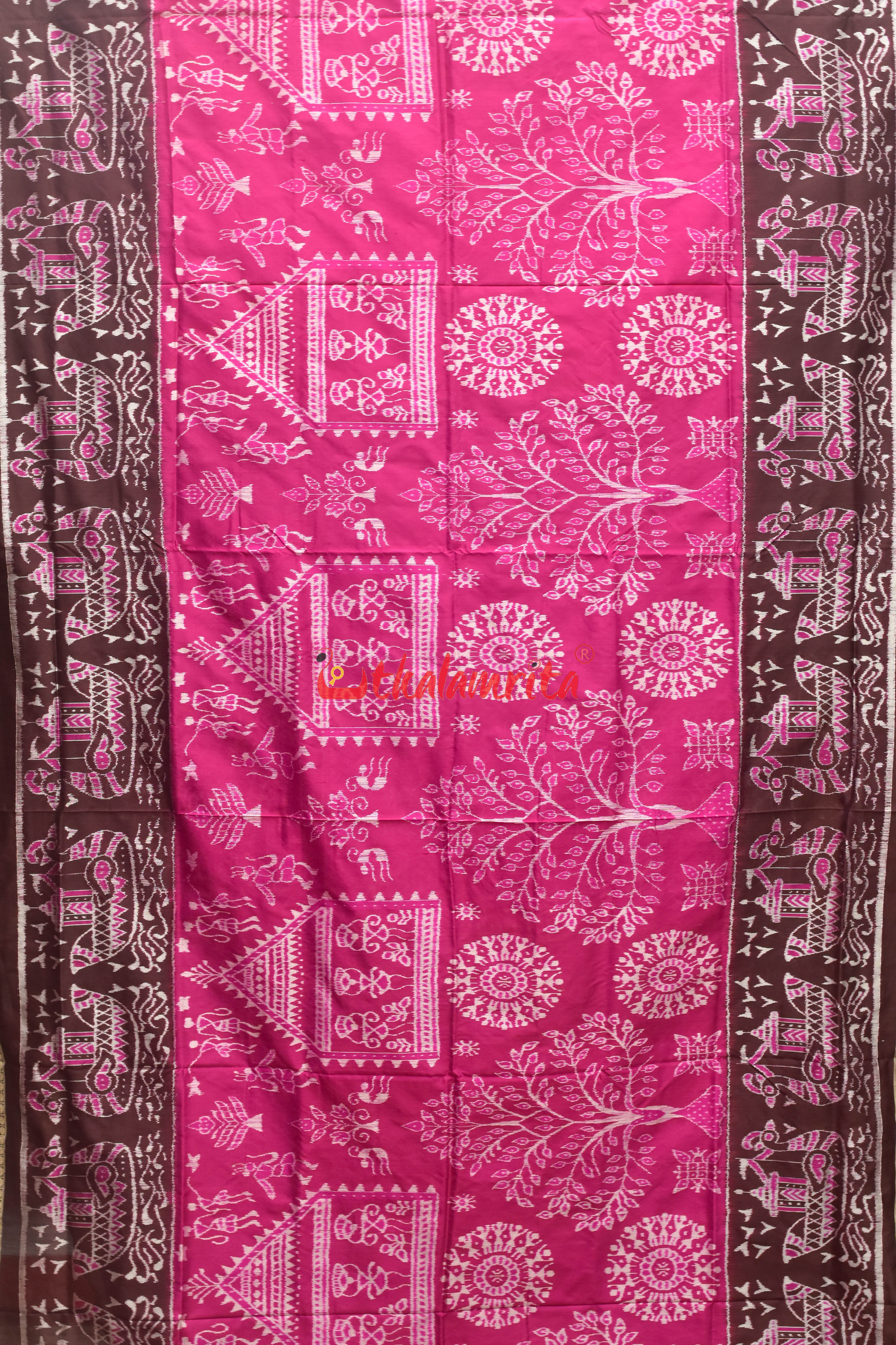 Rani Coffee Boita Tribal Sambalpuri Silk Saree