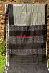 Grey Pasapali Border Sambalpuri Cotton Saree