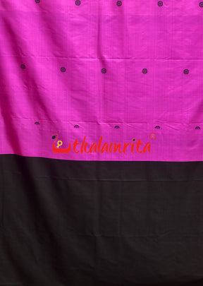 Pink Black Konark Chakra Border Silk Saree