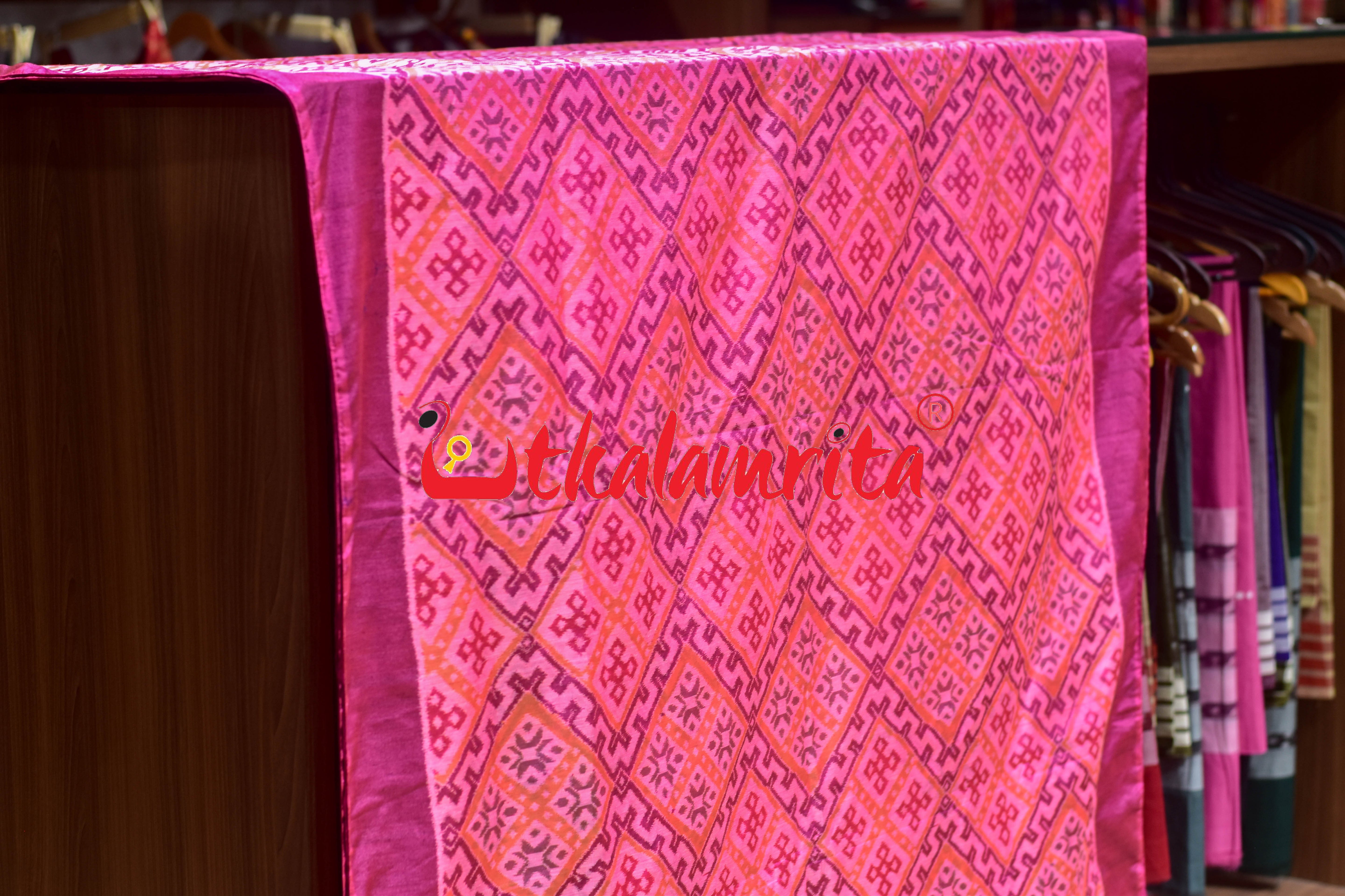 Pink Thikiri Phula Sambalpuri Bapta (Fabric)