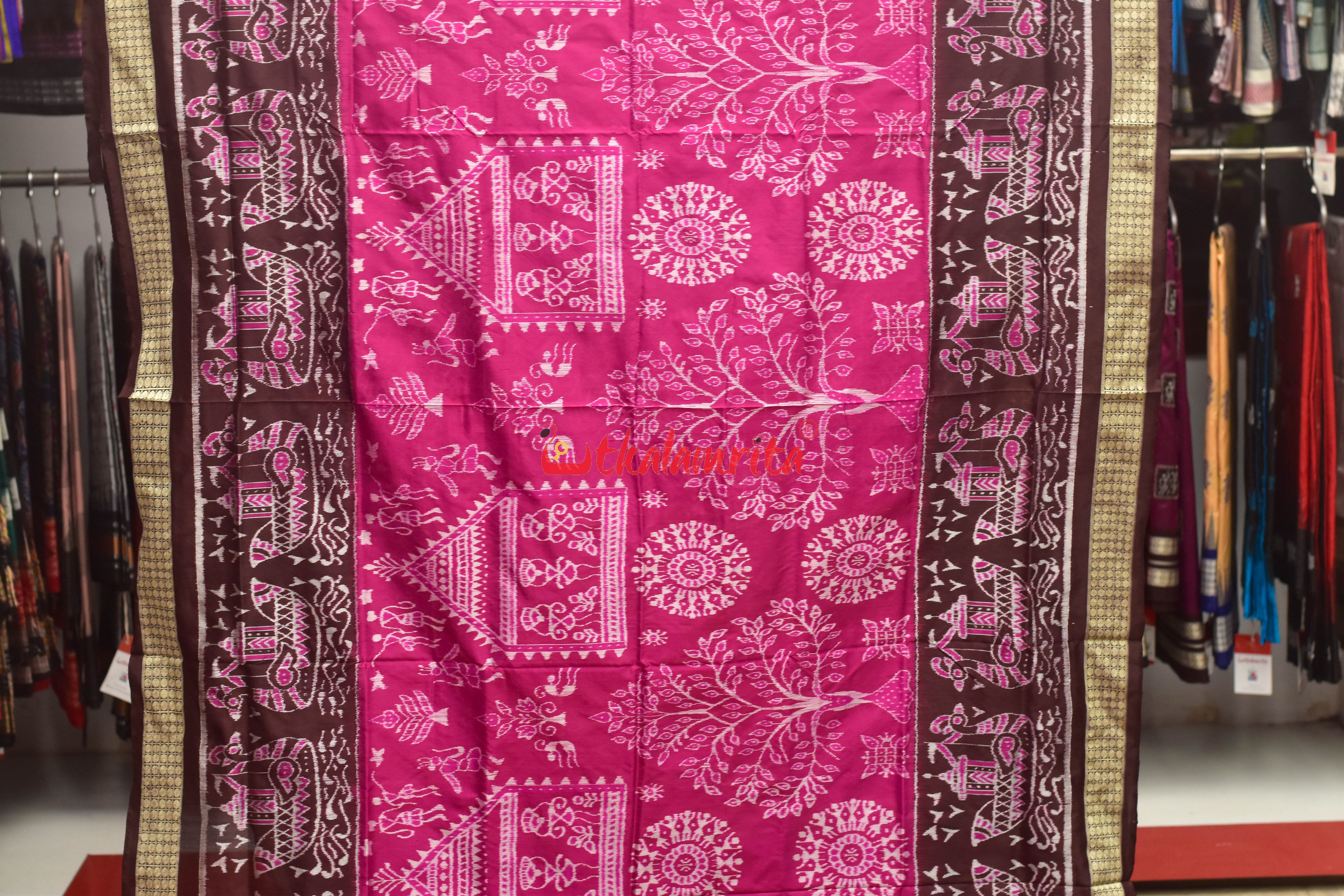 Rani Coffee Boita Tribal Sambalpuri Silk Saree