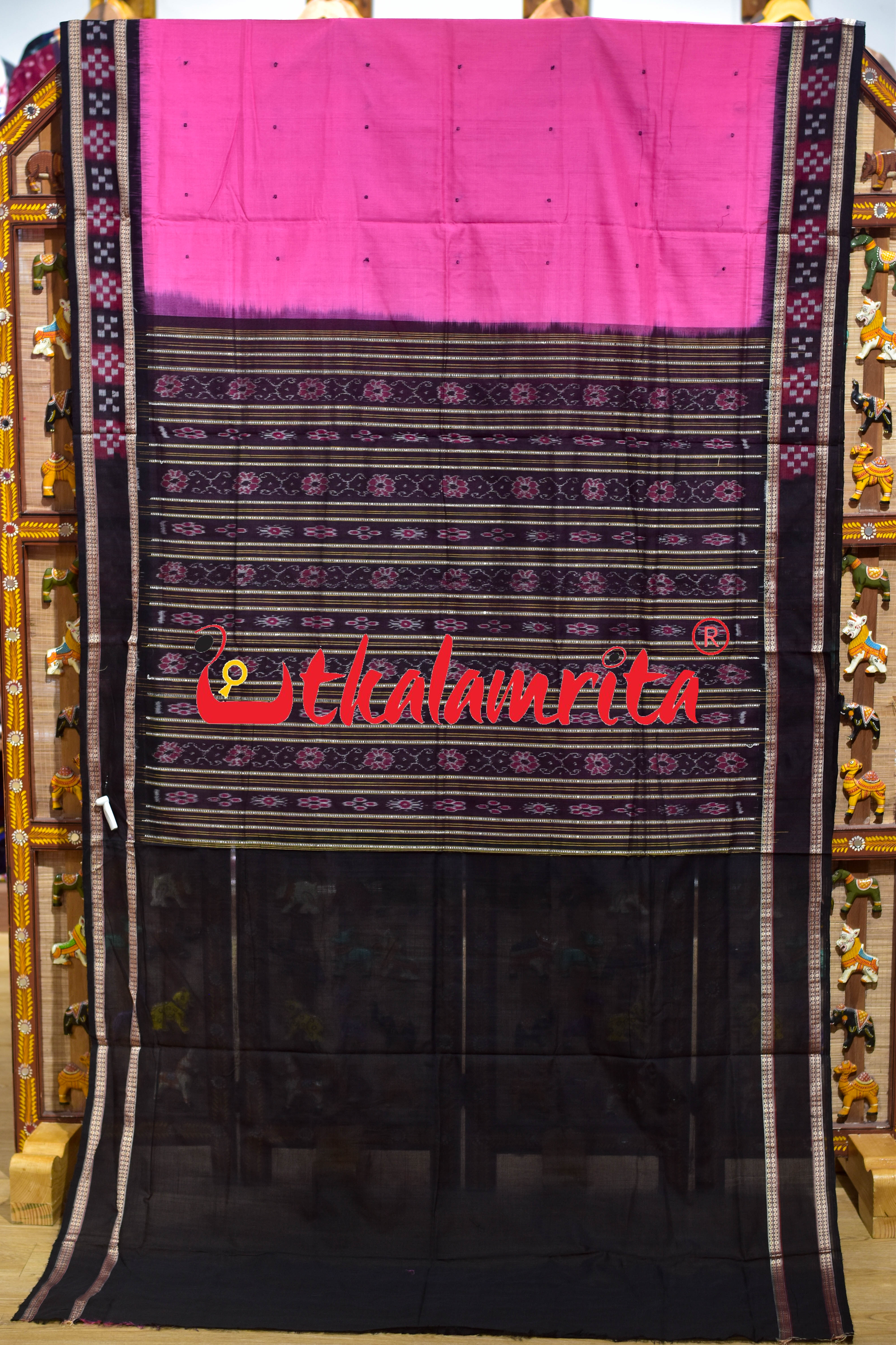 Pink Pasapali Border Sambalpuri Cotton Saree