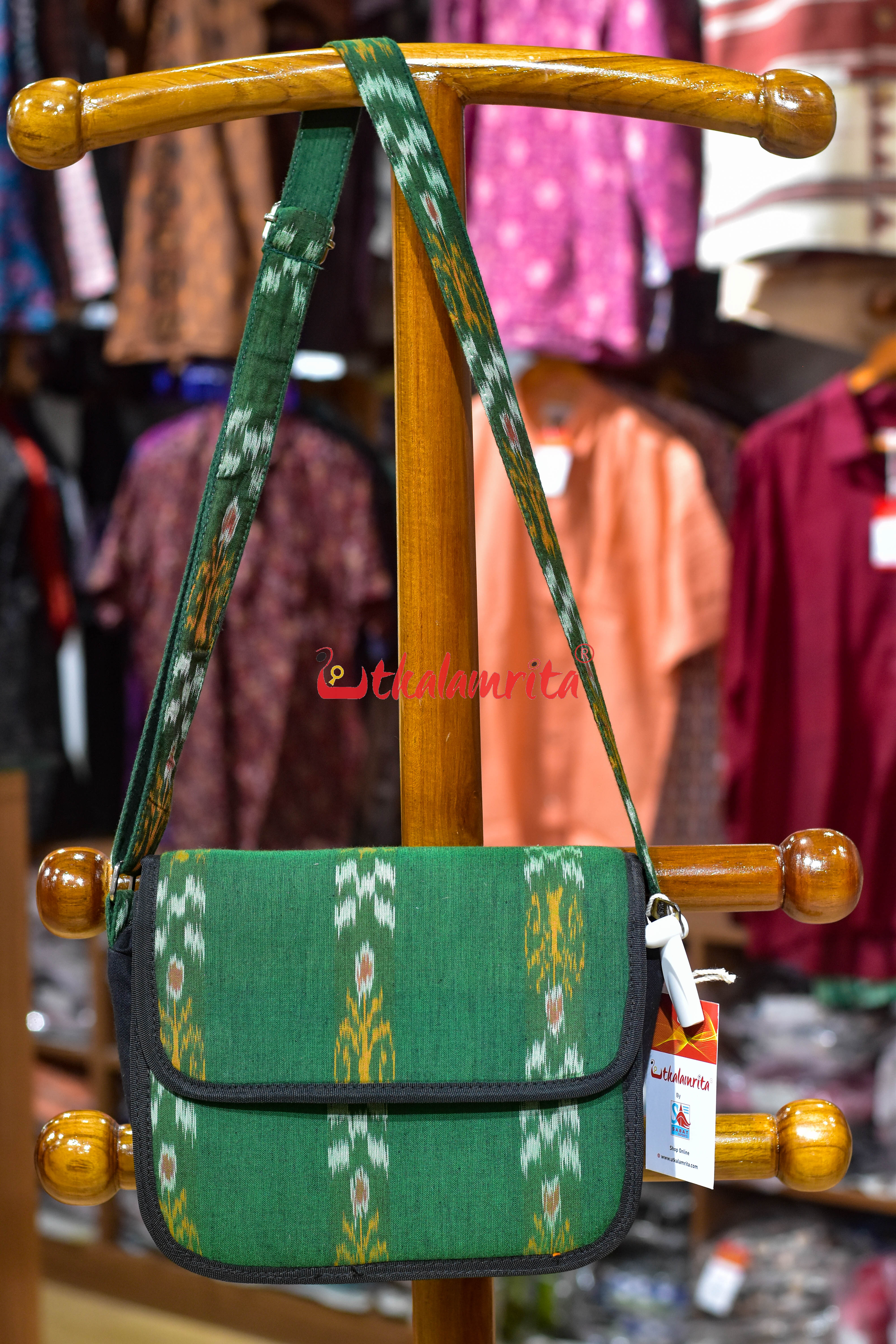 Green Special Bandha Button Sling Bag