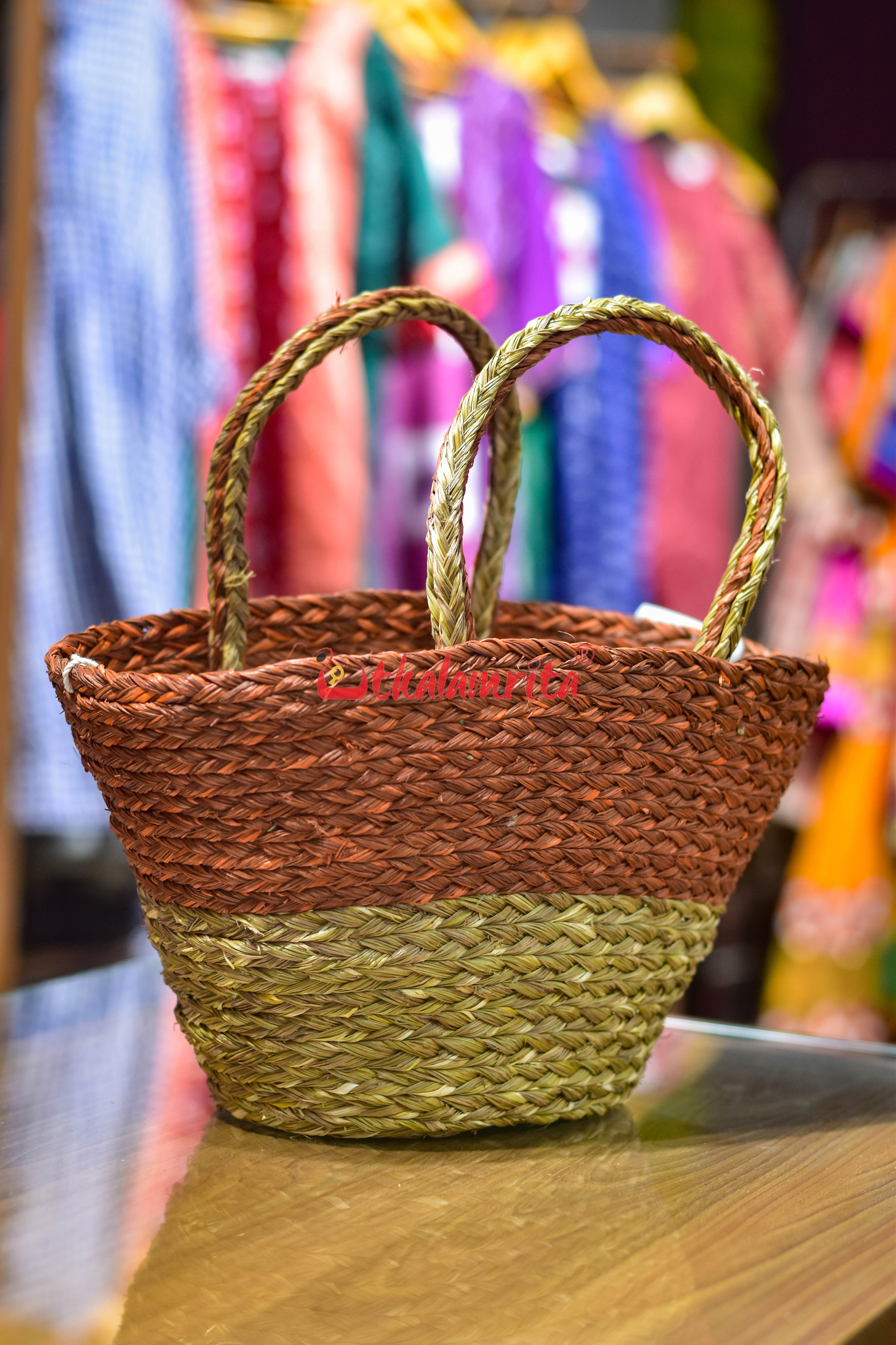 Sabai Grass Rust & Natural Tote Bag