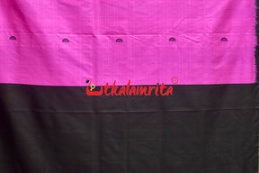 Pink Black Konark Chakra Border Silk Saree