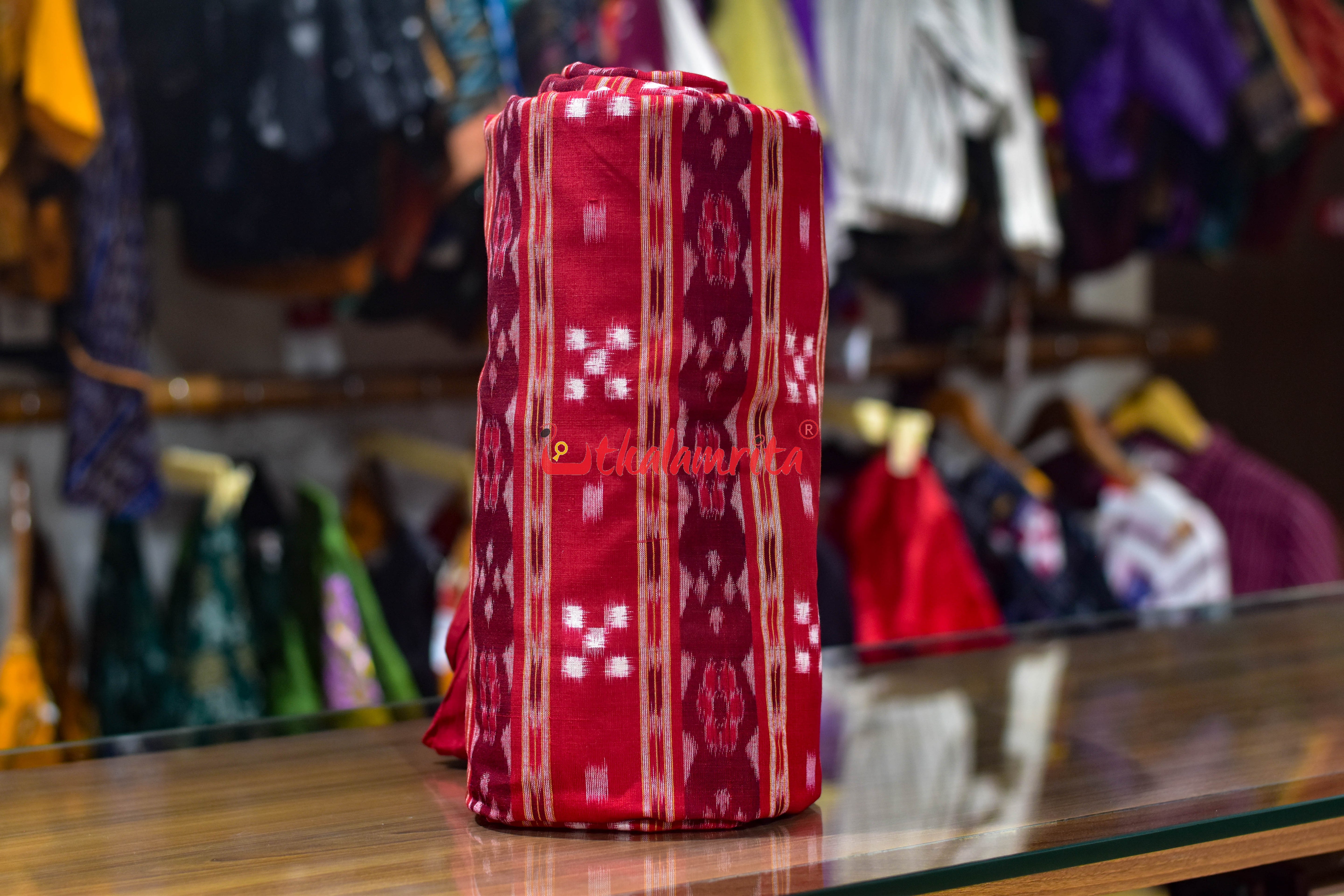 Red Flower Traditional Ikat Cotton (Fabric)