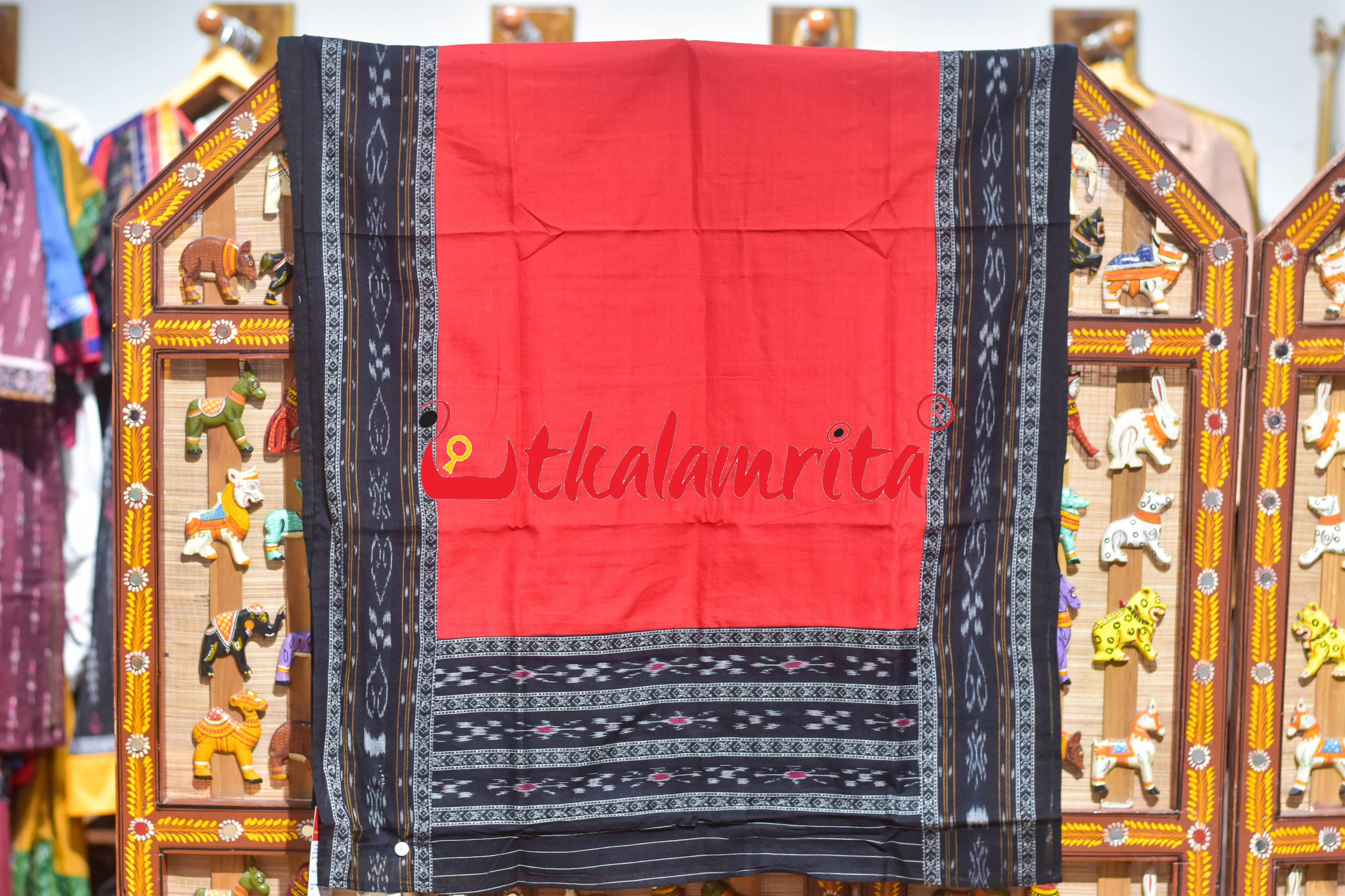 Black Red Middle Design Cotton Dress Set
