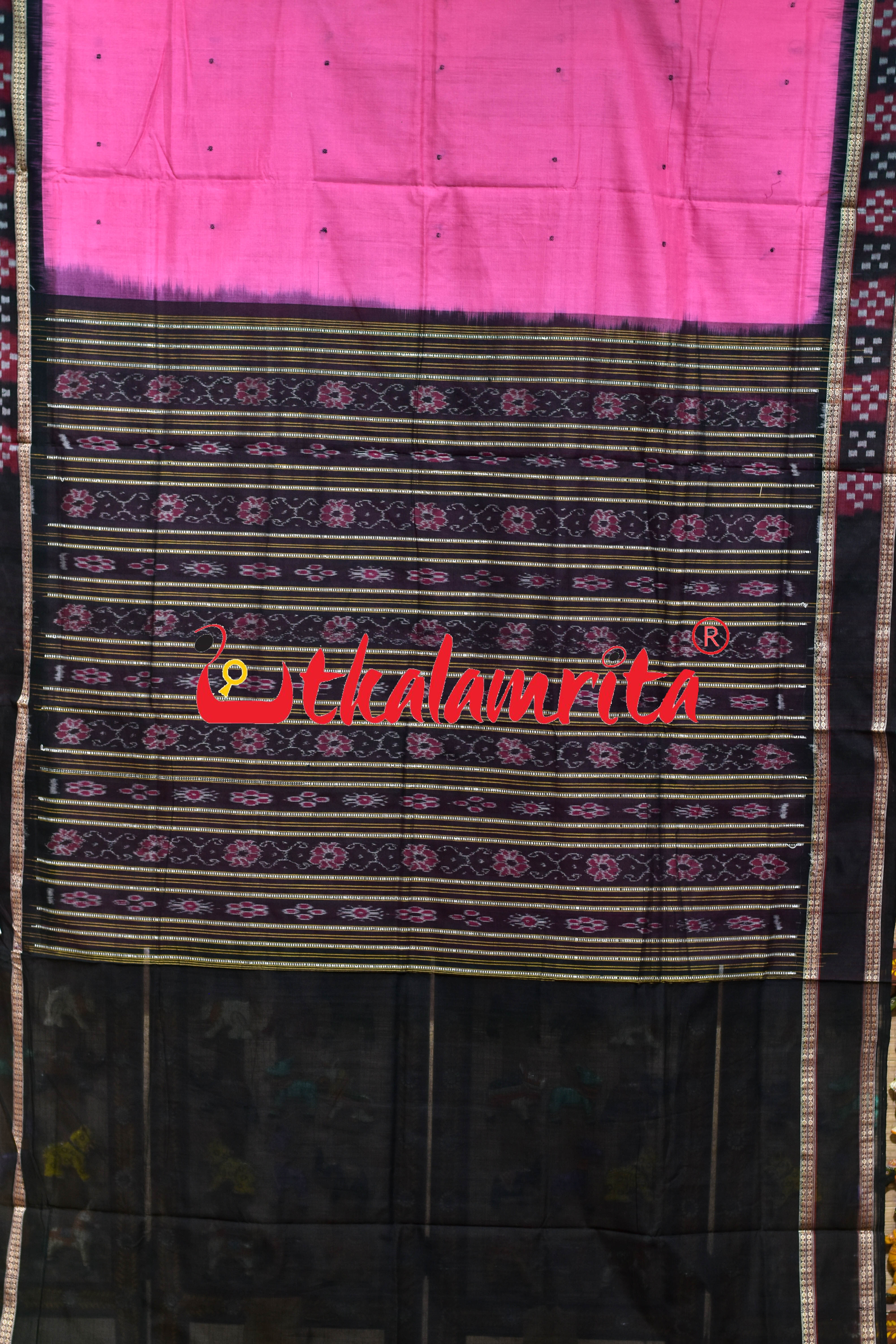 Pink Pasapali Border Sambalpuri Cotton Saree