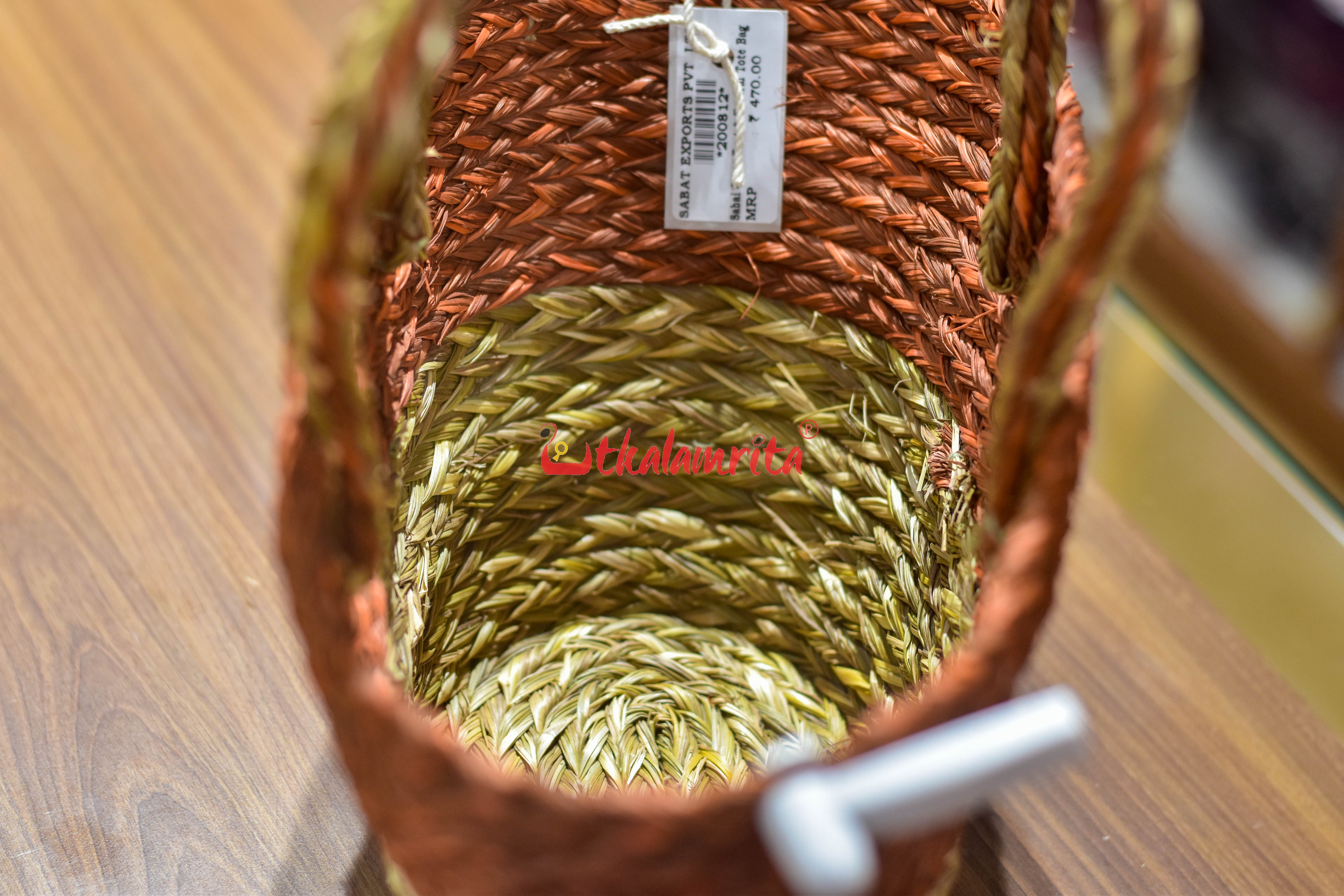 Sabai Grass Rust & Natural Tote Bag