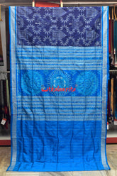 Mandira Design Prussian Blue Sambalpuri Silk Saree