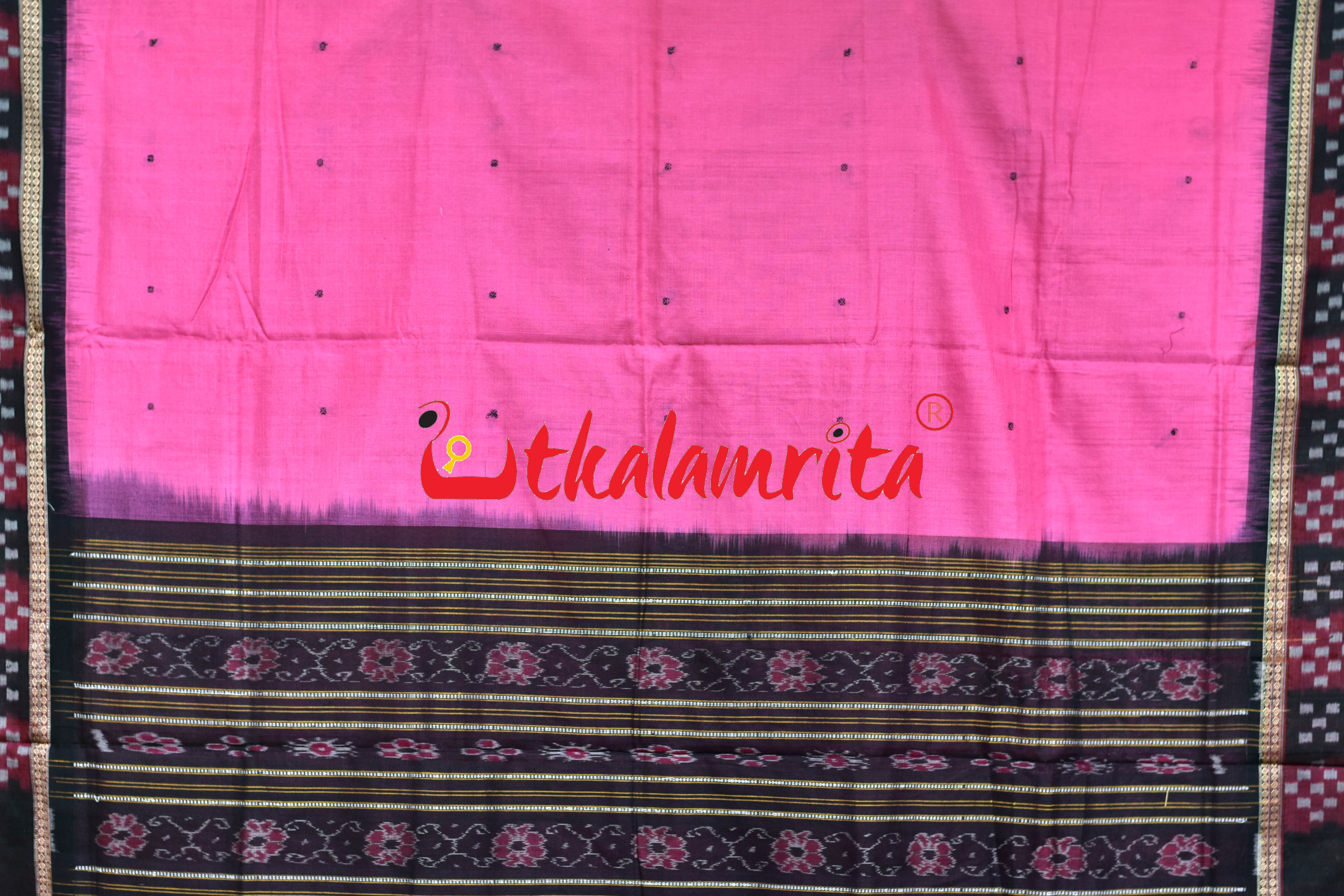 Pink Pasapali Border Sambalpuri Cotton Saree