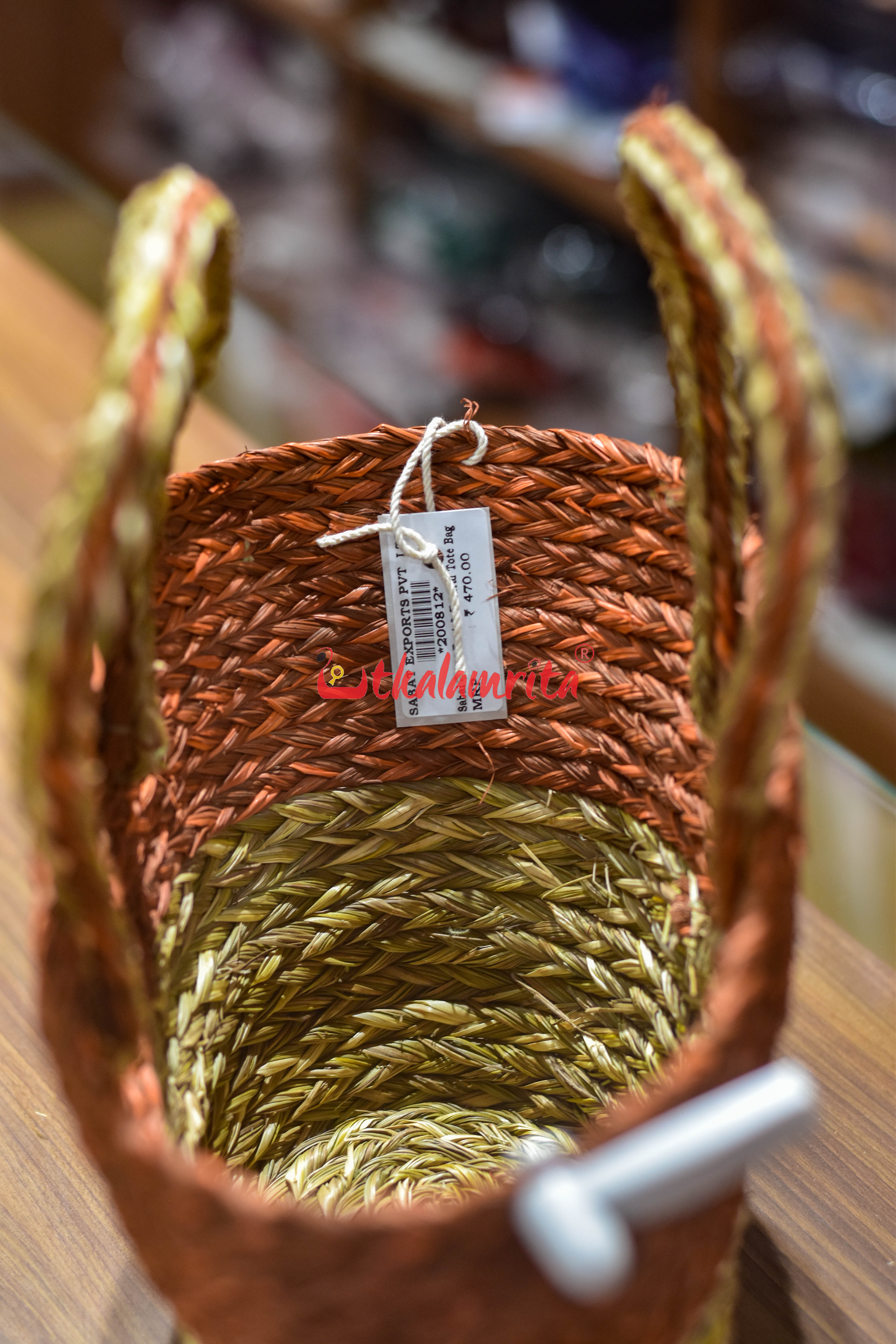 Sabai Grass Rust & Natural Tote Bag
