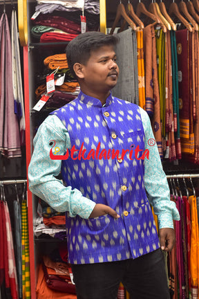 Blue Chhatu Gopalpur Tussar (Modi Jacket)