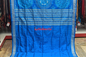 Mandira Design Prussian Blue Sambalpuri Silk Saree