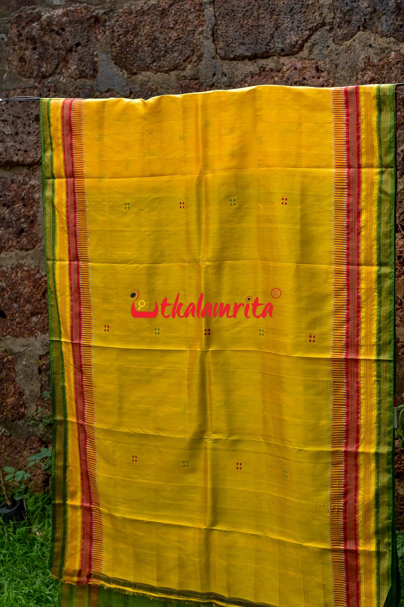 Lemon Yellow Kathifera Silk Saree