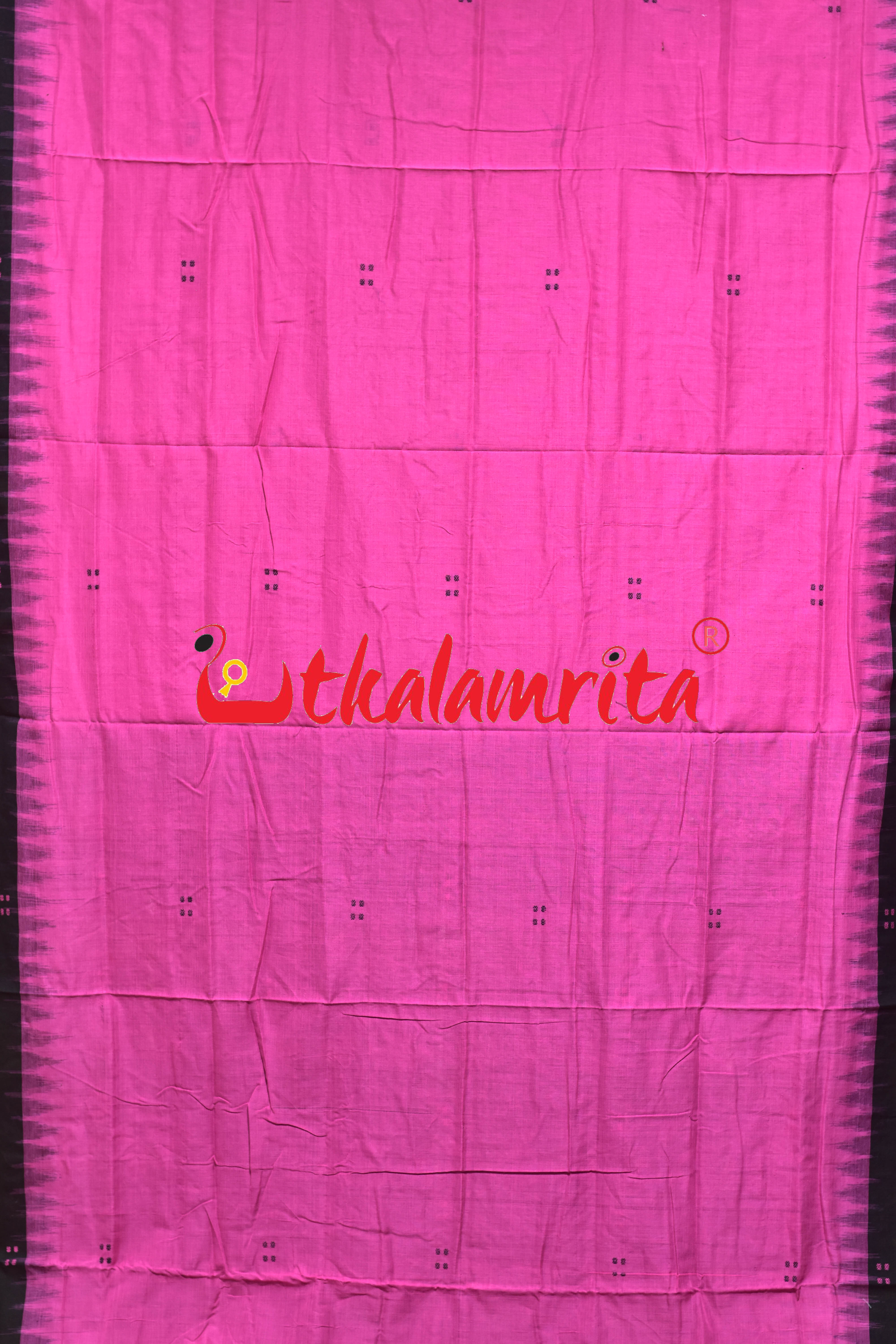 Pink Black Four Buti Khandua Cotton Saree