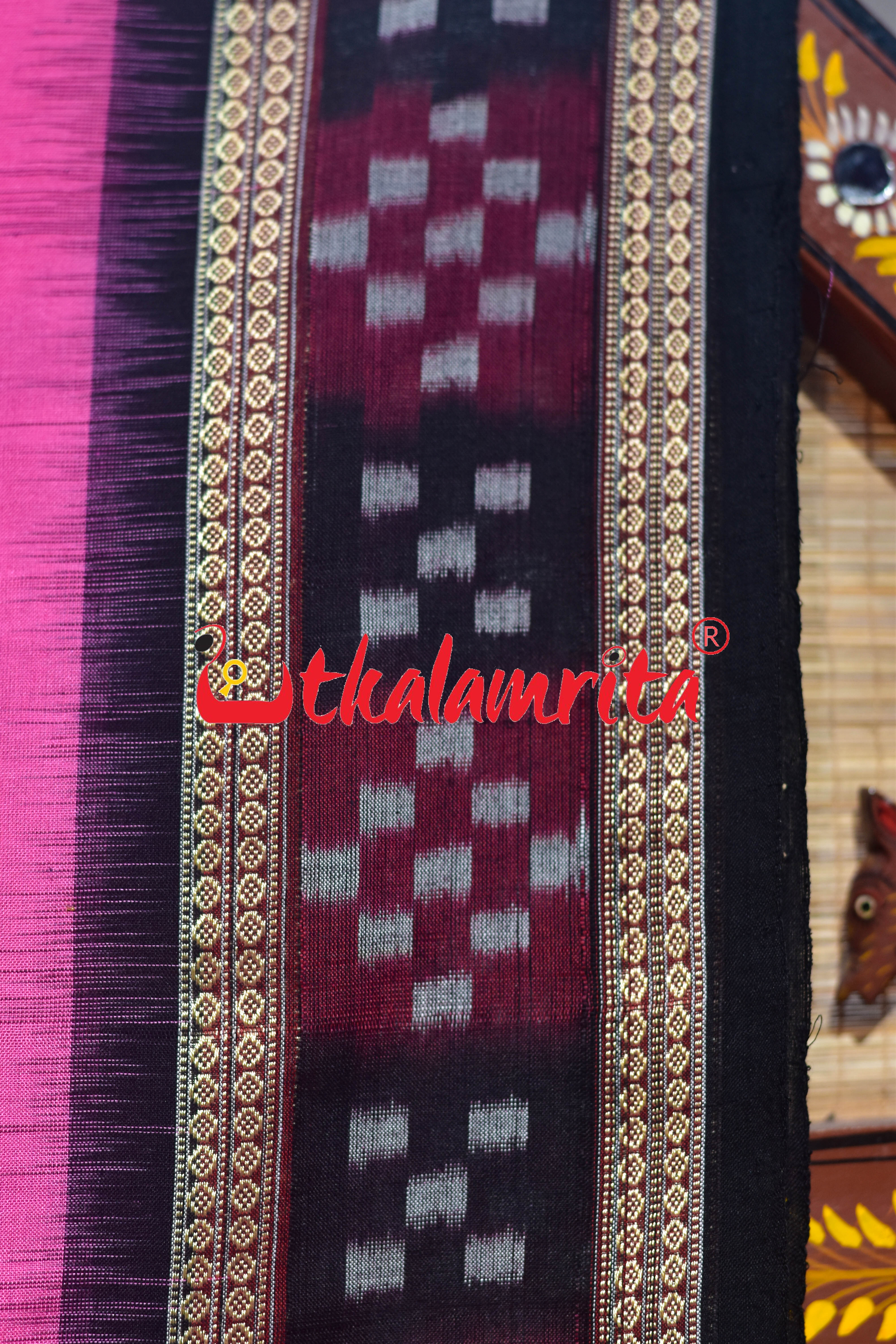 Pink Pasapali Border Sambalpuri Cotton Saree