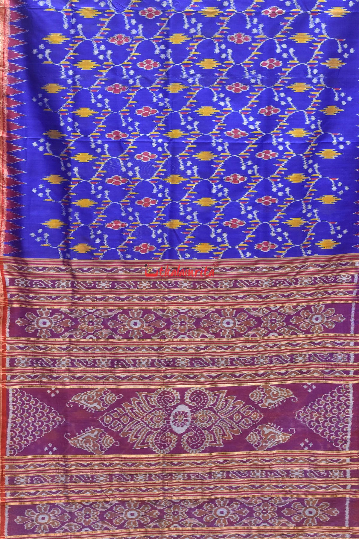 Blue Phula Tara Khandua Silk Saree