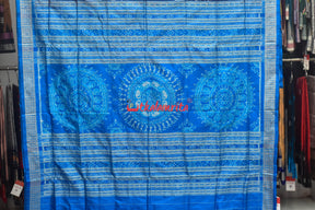 Mandira Design Prussian Blue Sambalpuri Silk Saree