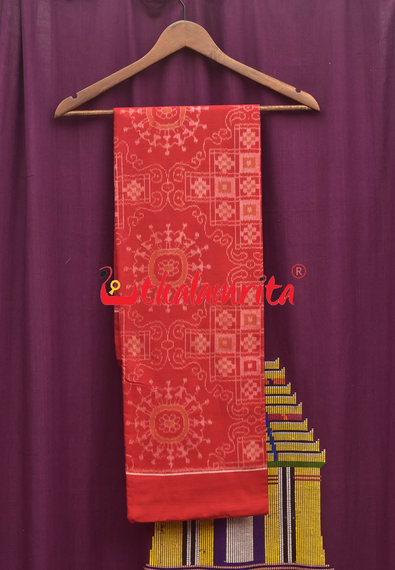 Tribal Chakra Red Yellow Sambalpuri Cotton Dress Set