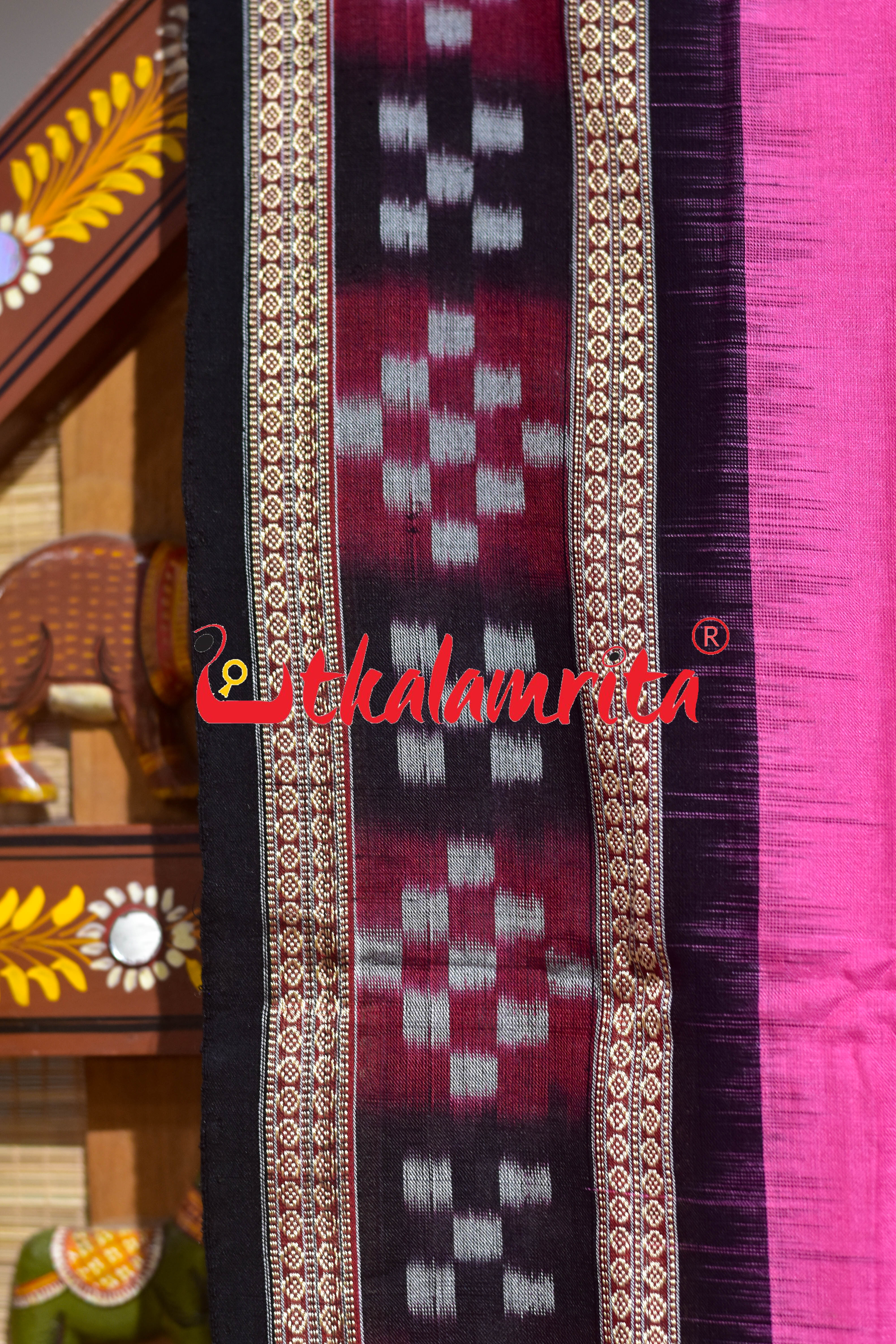 Pink Pasapali Border Sambalpuri Cotton Saree